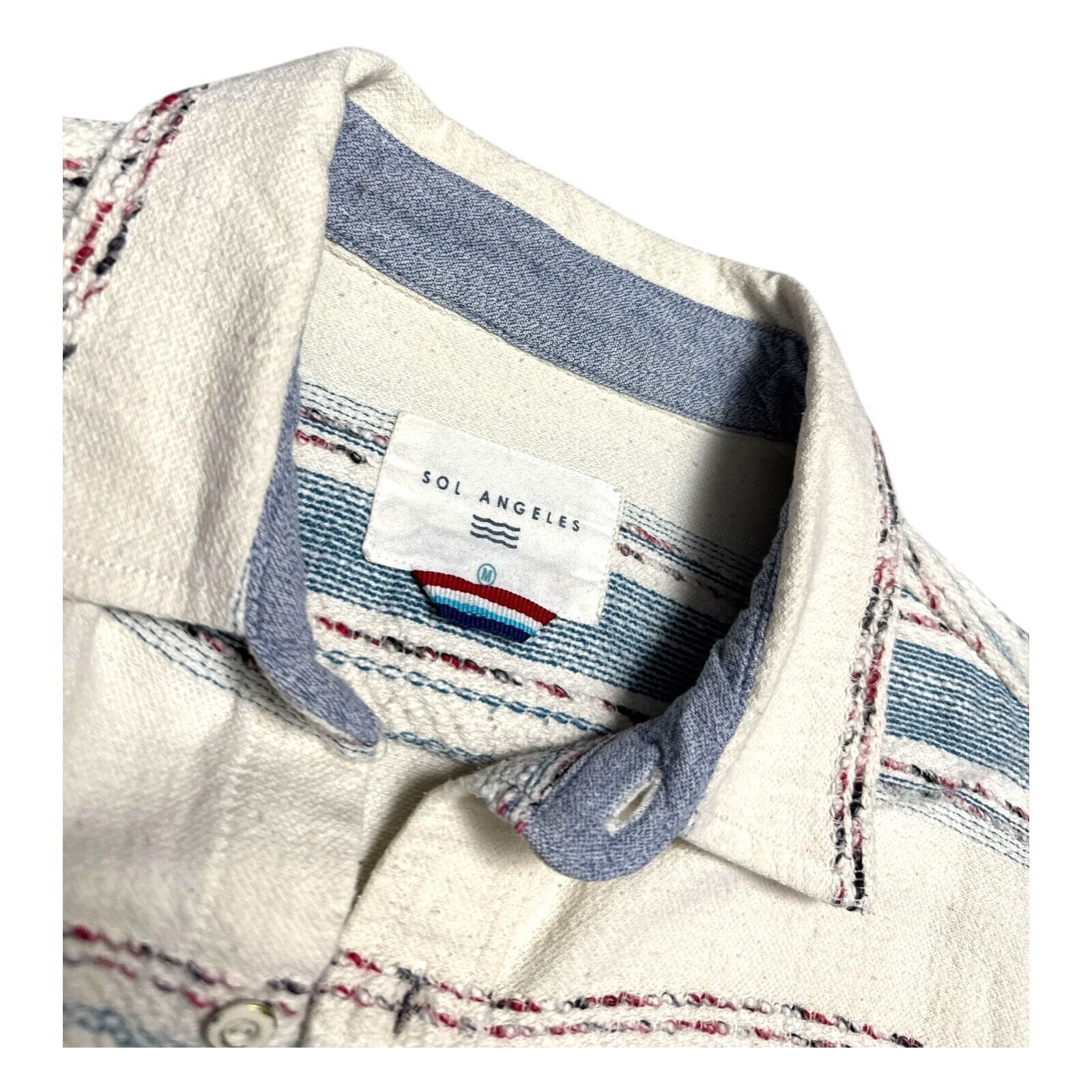Sol Angeles SOL ANGELES Embroidered Luxury Designer Striped Shirt Medium Size US M / EU 48-50 / 2 - 3 Thumbnail