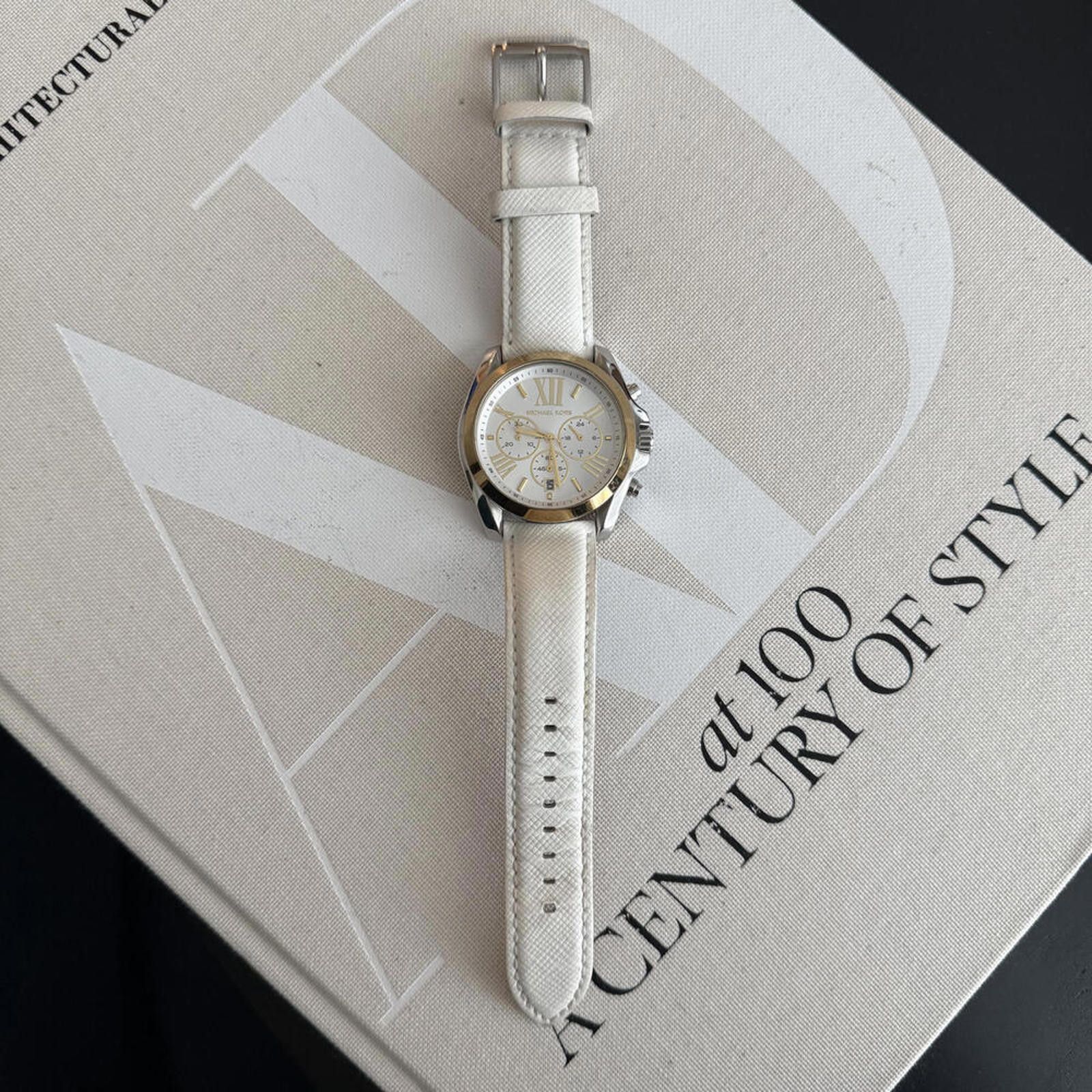 Michael Kors Women's White Leather Chronograph Watch