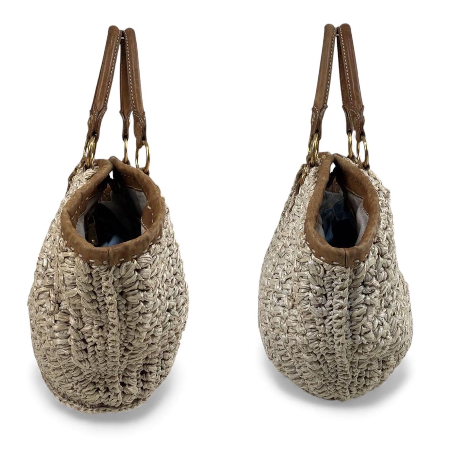 Miu Miu Miu Miu - Woven Tote Bag with Leather Handles Size ONE SIZE - 4 Thumbnail