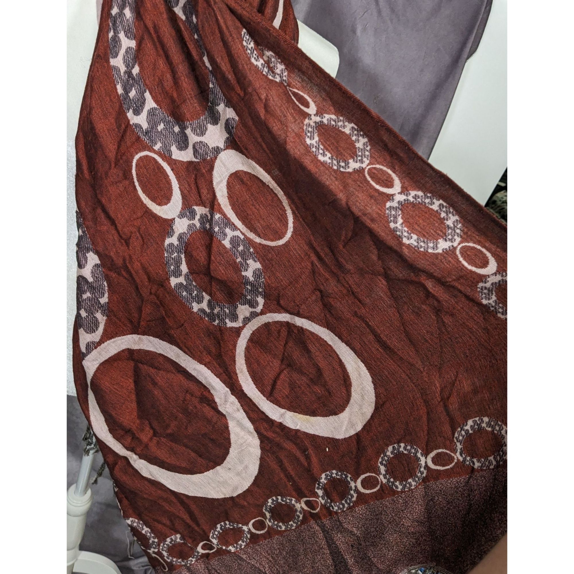 Other Pashmina Rust And Cream Bubble Print Scarf Size ONE SIZE - 12 Thumbnail