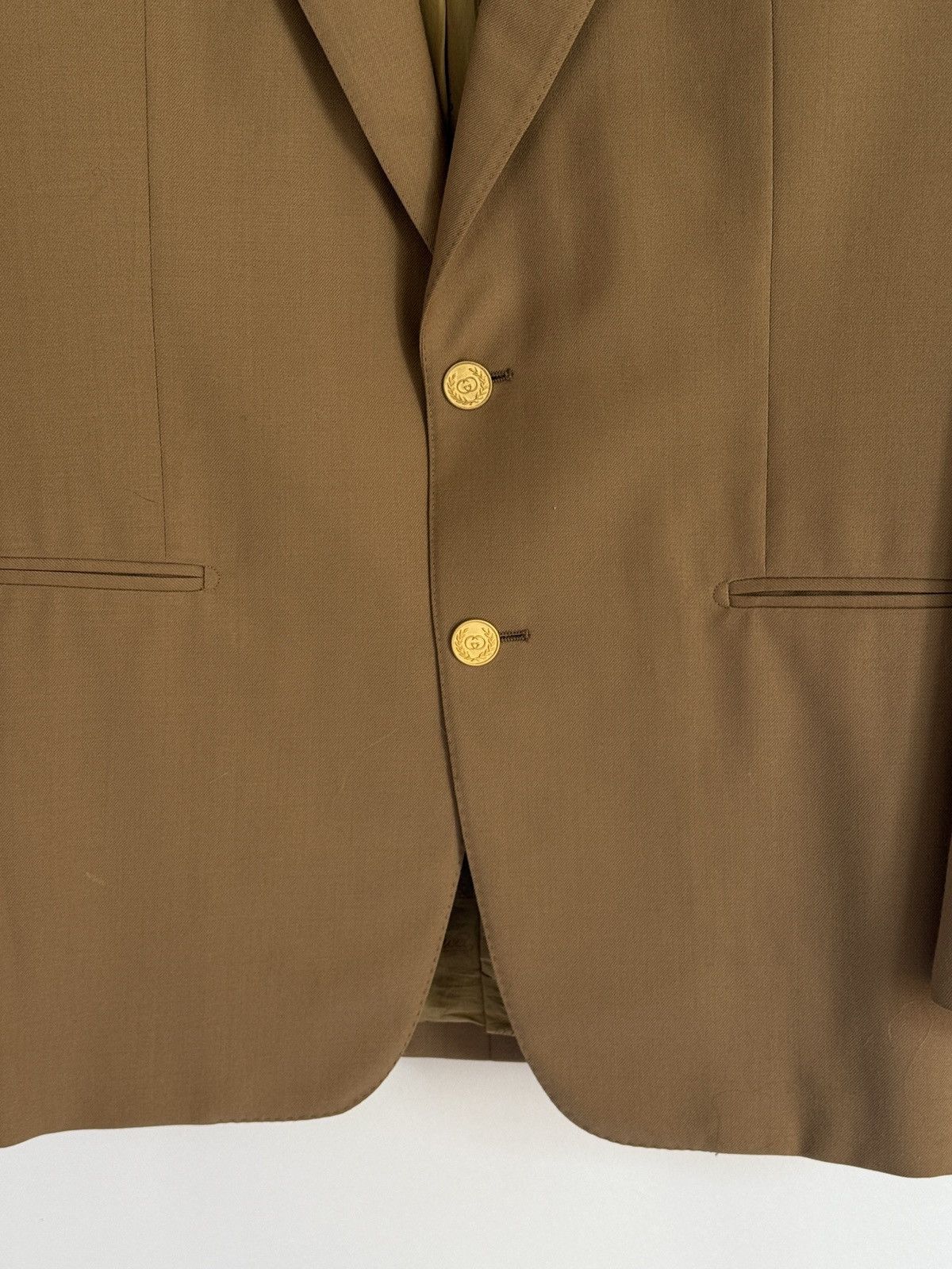 Gucci GUCCI Tan 100% Wool Men's Blazer Jacket Size 50R - 3 Thumbnail