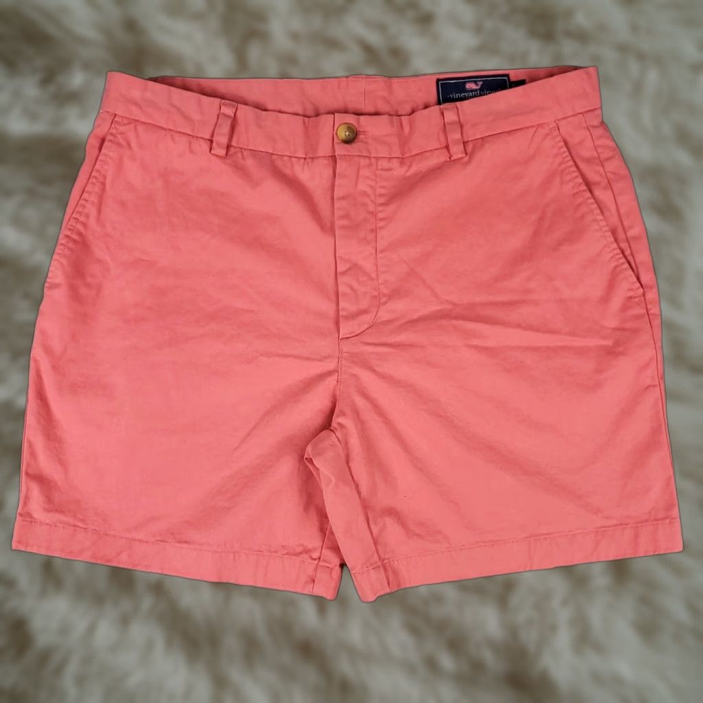 Vineyard Vines Vineyard Vines Shorts Mens 35 Pink Chino Flat Front Slash Pocket Casual Wear Size US 35 - 1 Thumbnail