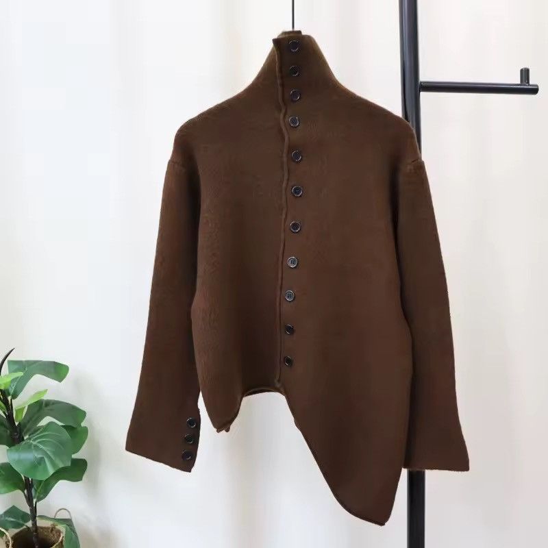Japanese Brand Irregular Knitted Casual Retro Turtleneck Sweater Cardigan Size M / US 6-8 / IT 42-44 - 1 Thumbnail