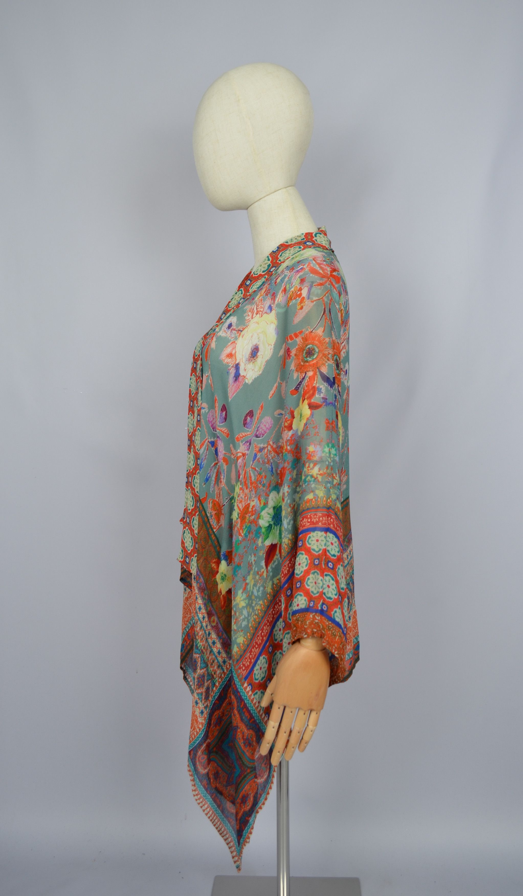 Anthropologie × Designer Anthropologie Vismaya Floral Boho Kimono Peasant Gypsy OS Size ONE SIZE - 5 Thumbnail