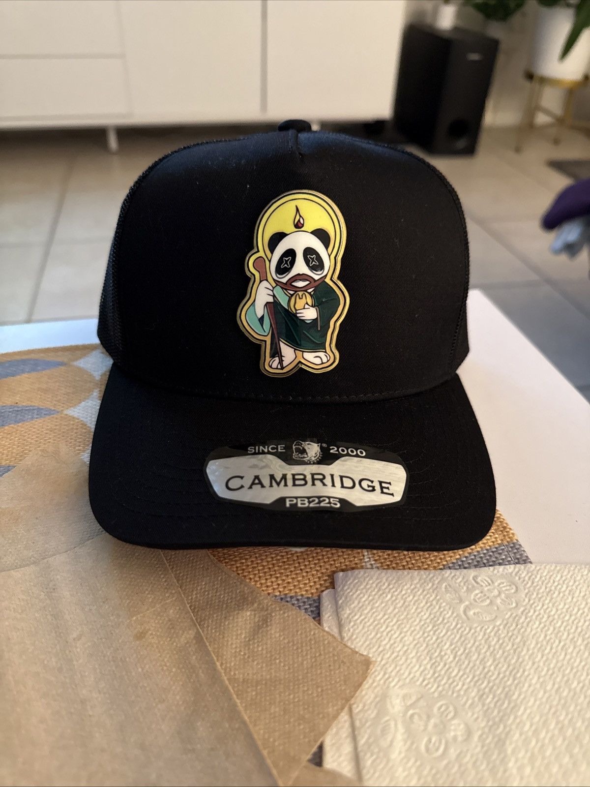Other Black Trucker Hat w/ Panda Monk Metal Plaque – Snapback Size ONE SIZE - 1 Thumbnail