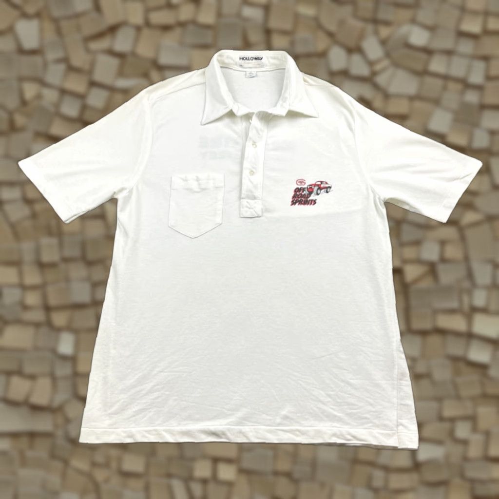 Holloway VINTAGE Holloway Polo Shirt Adult M White Off Road Sprints Cars 1980s USA Cotton Blend Pocket Men Size US M / EU 48-50 / 2 - 1 Thumbnail