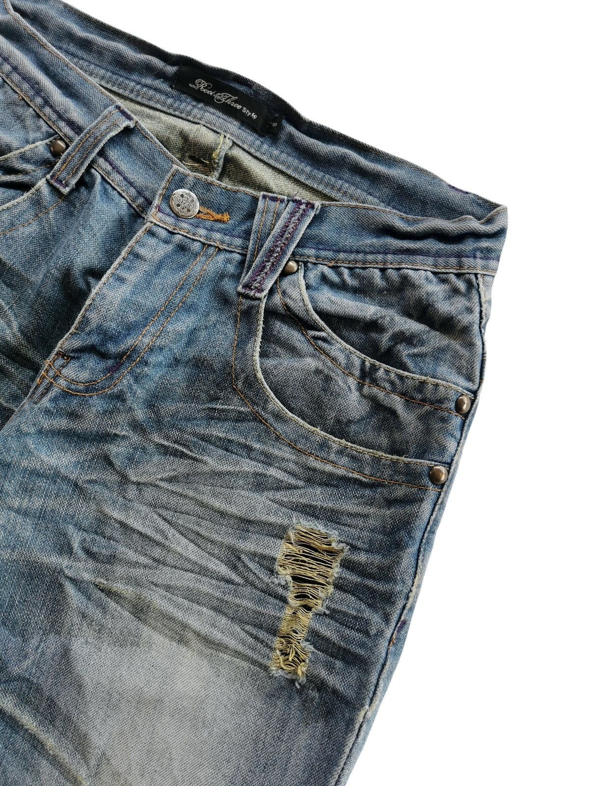 Jean Root Three Flared Distressed Whiskering Clawmark Jeans Size US 28 / EU 44 - 10 Thumbnail