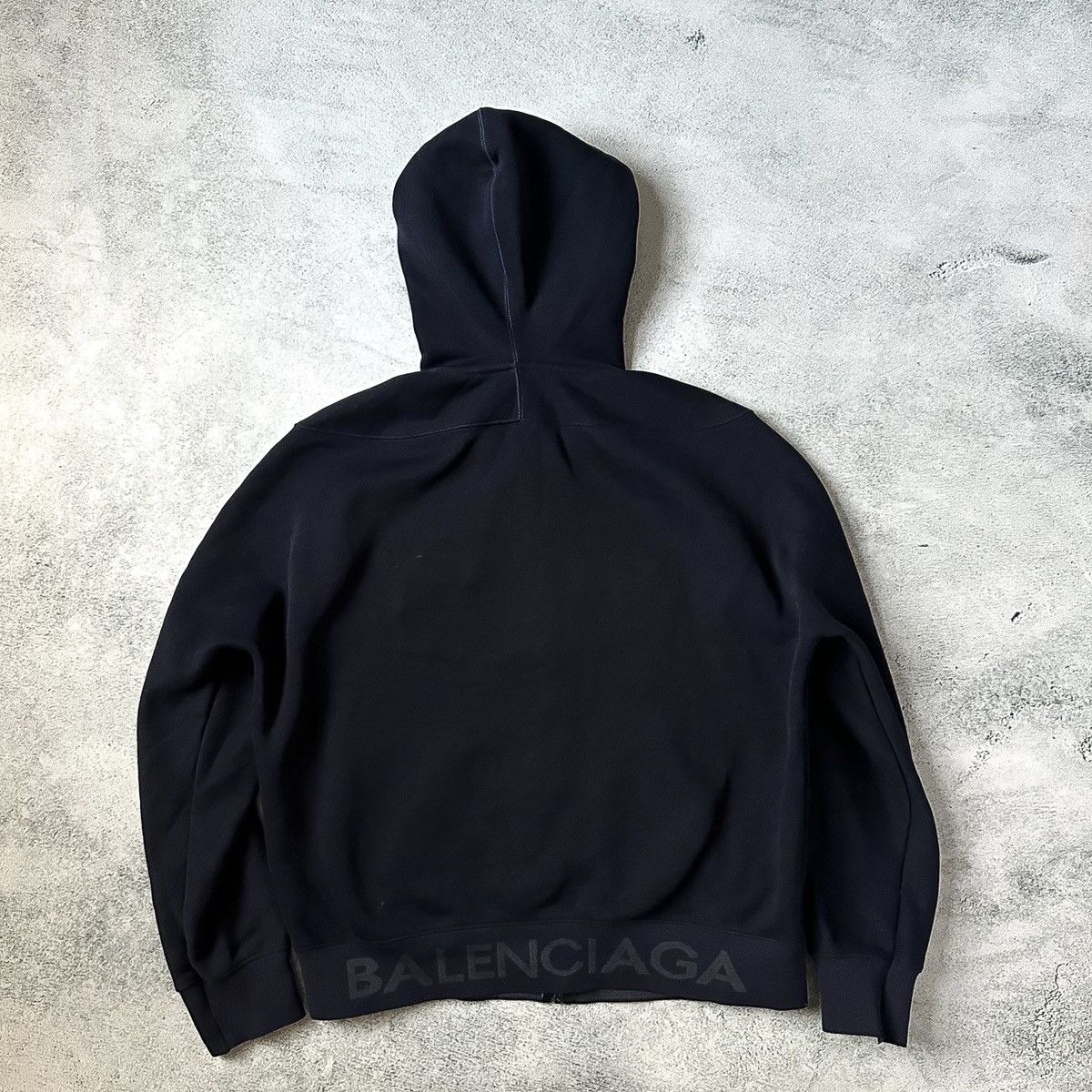 image of Balenciaga Fw16 Navy Zip Up Hoodie, Men's (Size Large)