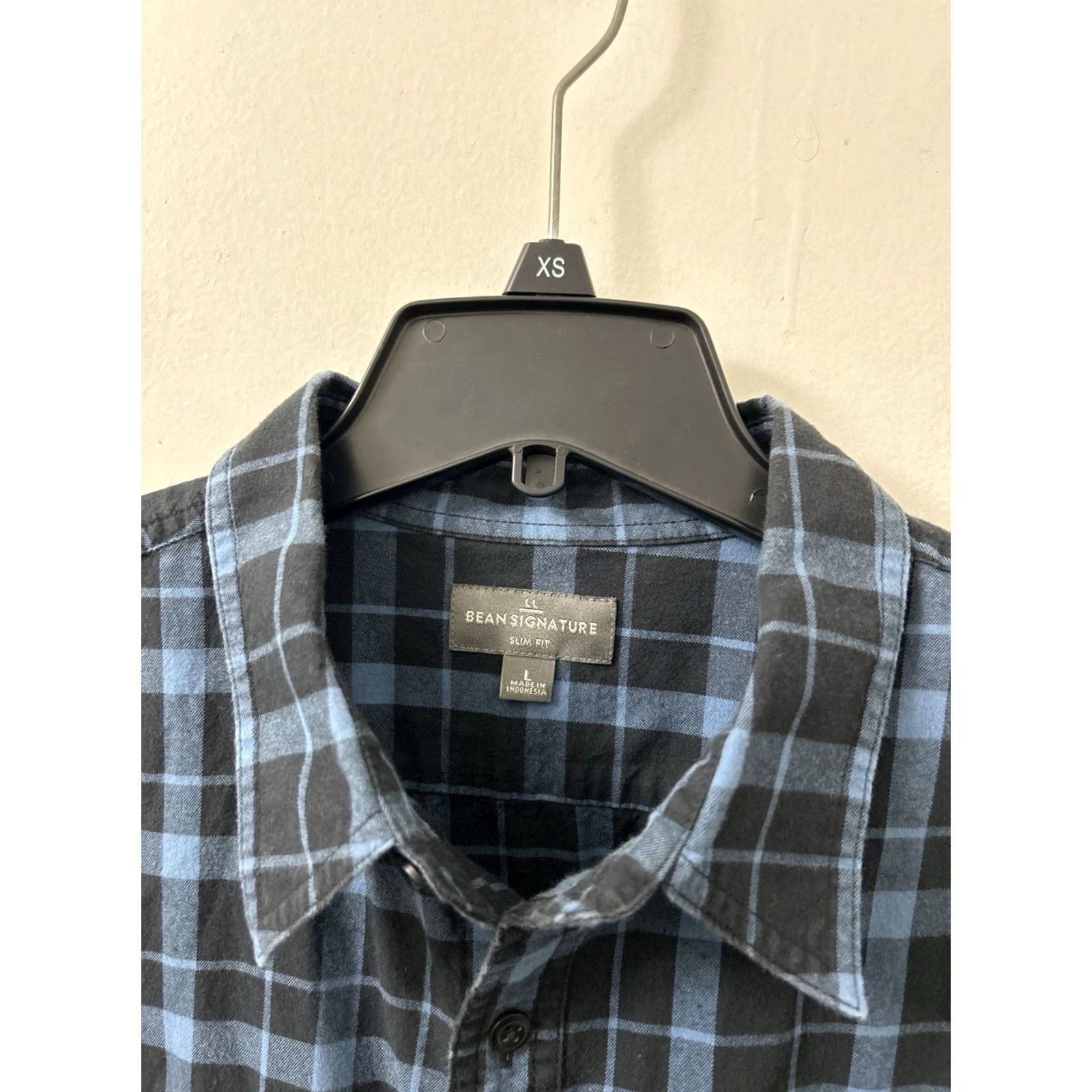 Vintage LL Bean Signature Castine Flannel Shirt Mens L Blue Black Slim Fit Plaid 300564 Size US L / EU 52-54 / 3 - 5 Thumbnail