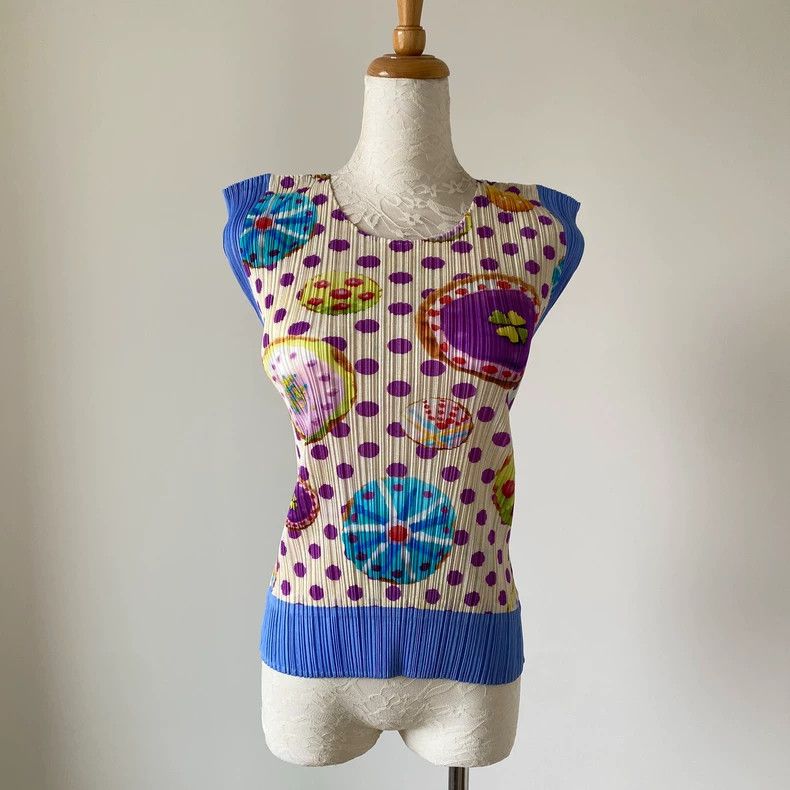 Issey Miyake Issey Miyake Blue cookie pleated short-sleeved shirt Size L / US 10 / IT 46 - 1 Thumbnail
