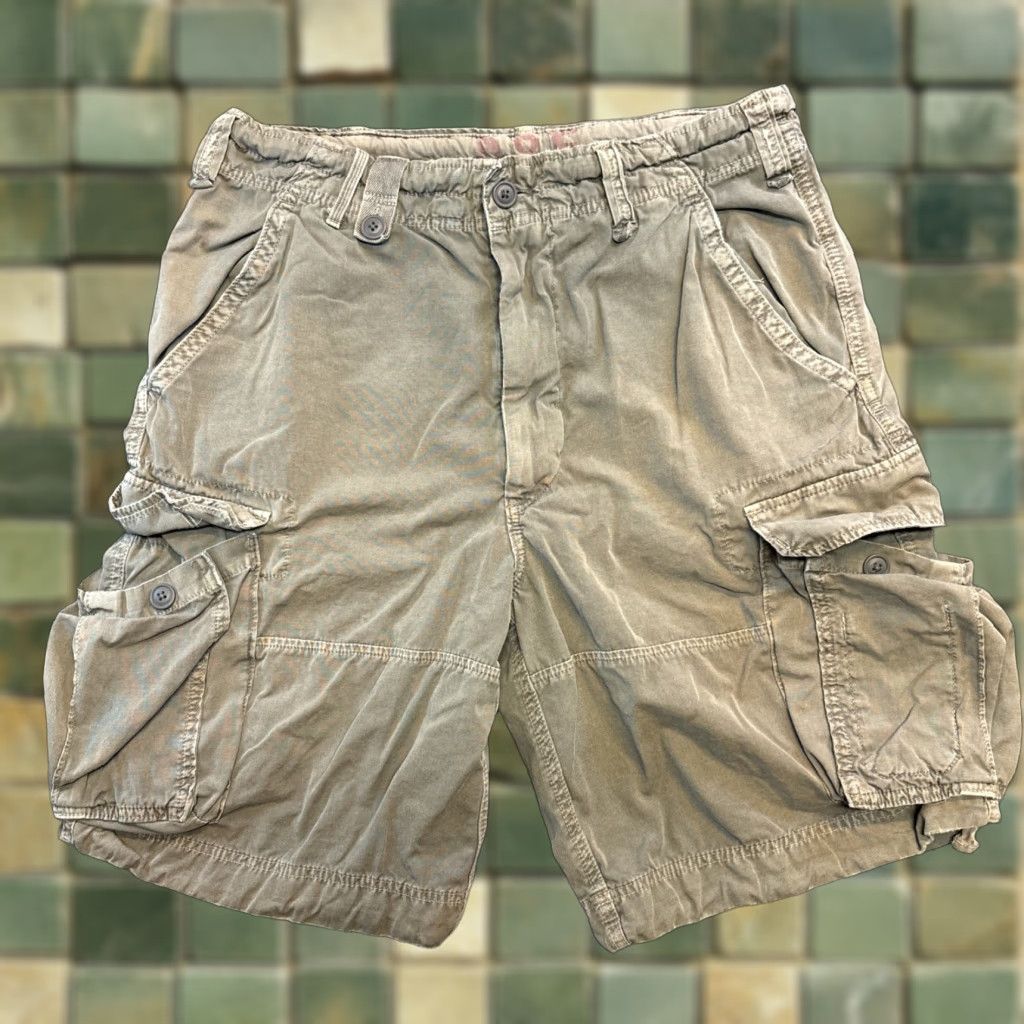 Abercrombie & Fitch Abercrombie & Fitch Men Cargo Shorts L Gray Heavyweight Distressed Pockets Adjustable Waist Y2K Size US 33 - 1 Thumbnail