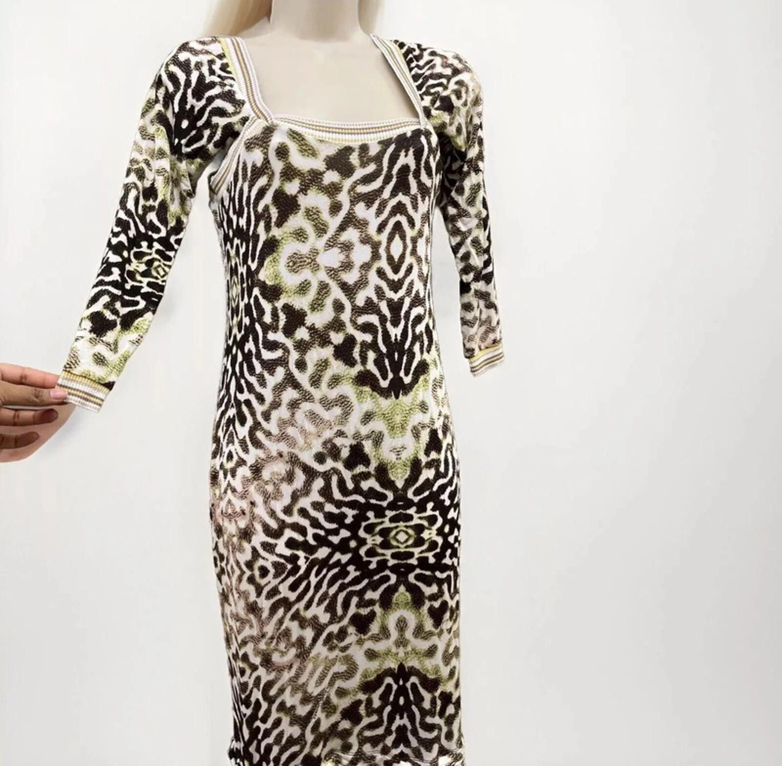 Just Cavalli Just Cavalli Leopard Animal Prin Jersey Flounce Midi Dress S Size S / US 4 / IT 40 - 3 Thumbnail