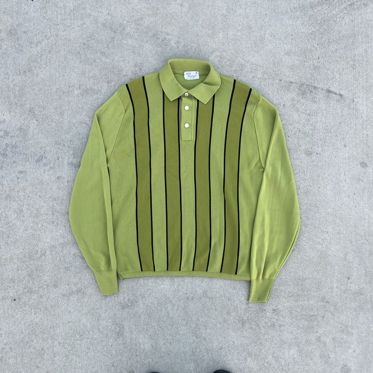 Vintage Vintage 1960s avocado green Sears Ban Lon striped polo shirt Size US M / EU 48-50 / 2 - 1 Thumbnail