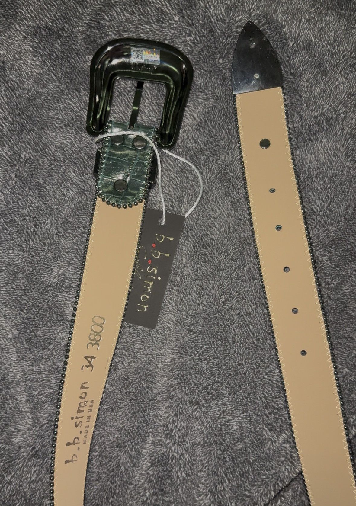 B.B. Simon Dark green Alligator skin BB Belt Size 34 - 3 Thumbnail