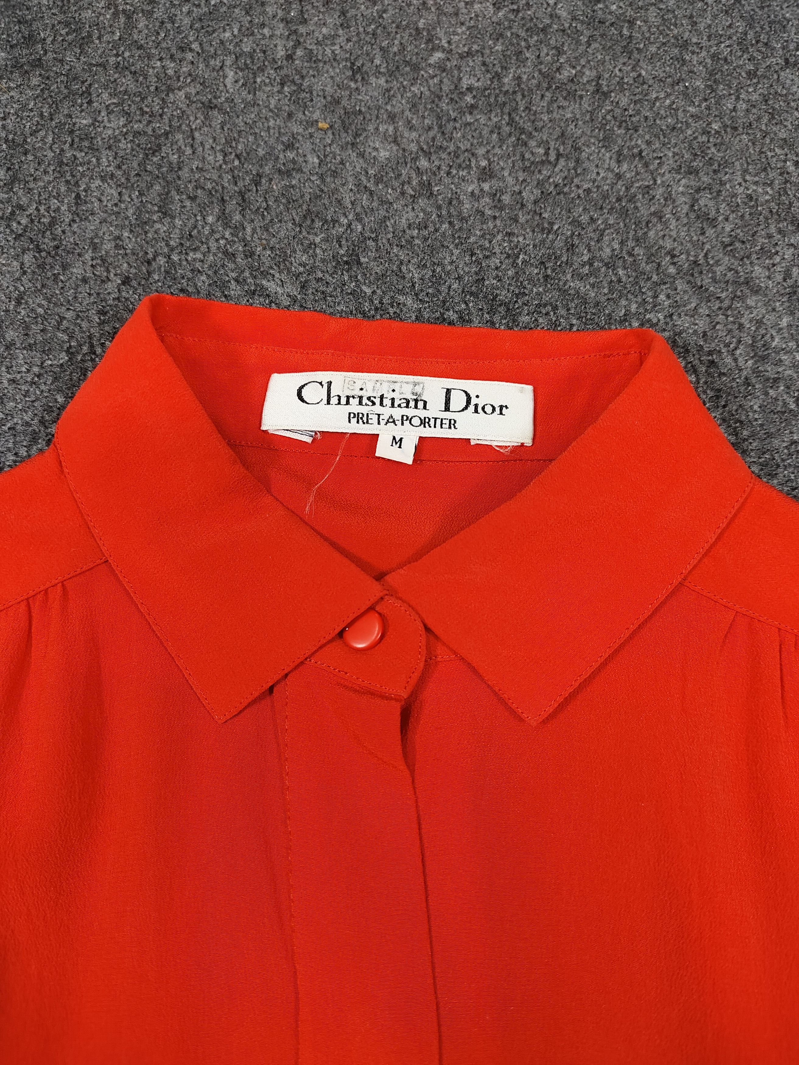 Christian Dior Monsieur SAMPLE💥 80s Christian Dior Cuffs Puffy Sleeve Silk Blouses Size M / US 6-8 / IT 42-44 - 9 Thumbnail