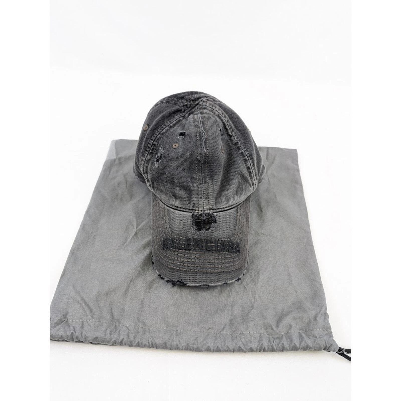 Balenciaga o1rshd1 Q:3 / Distressed Logo Cap / Hat in Charcoal Size ONE SIZE - 1 Thumbnail