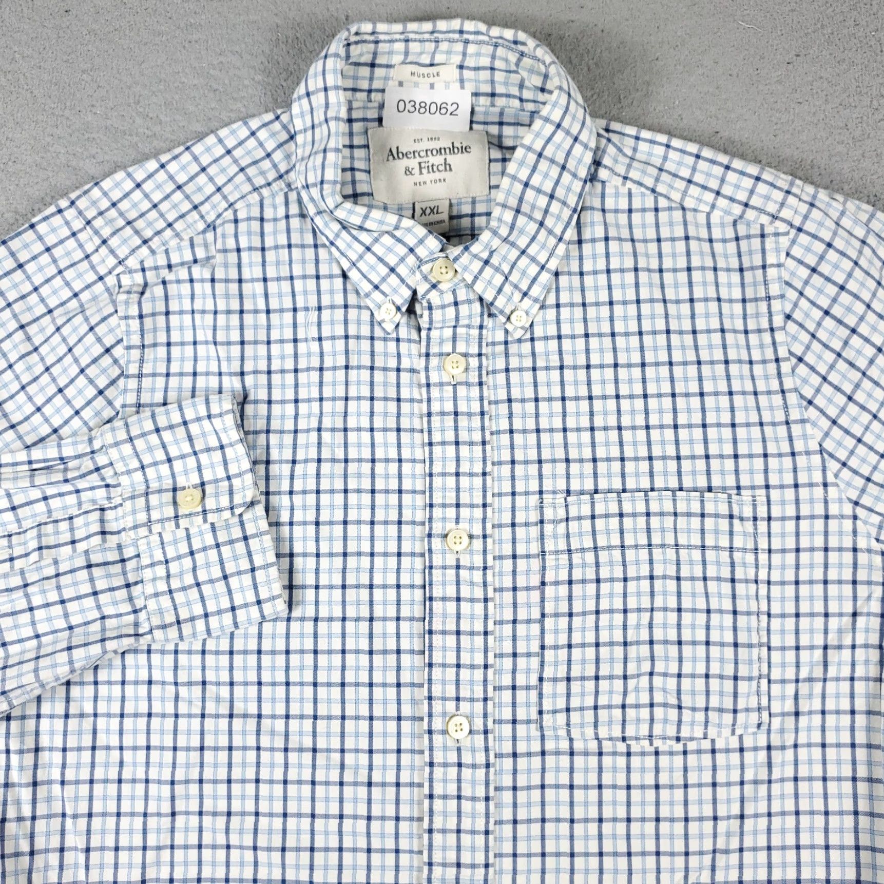 Abercrombie & Fitch Abercrombie & Fitch Button-Up Shirt Mens 2XL Blue Plaid Long Sleeve Casual Size US XXL / EU 58 / 5 - 2 Thumbnail