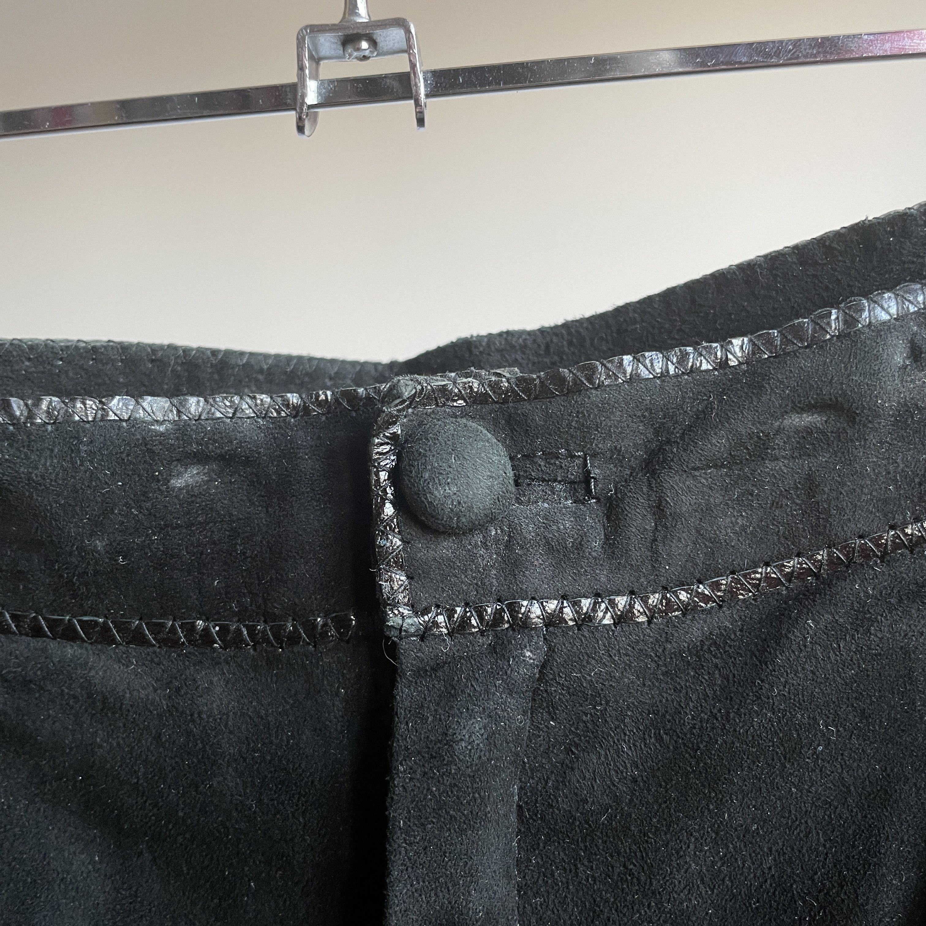 Roberto Cavalli Roberto Cavalli Firenze Vtg 80's Womens Leather Suede Pants Size 34" / US 12 / IT 48 - 6 Thumbnail