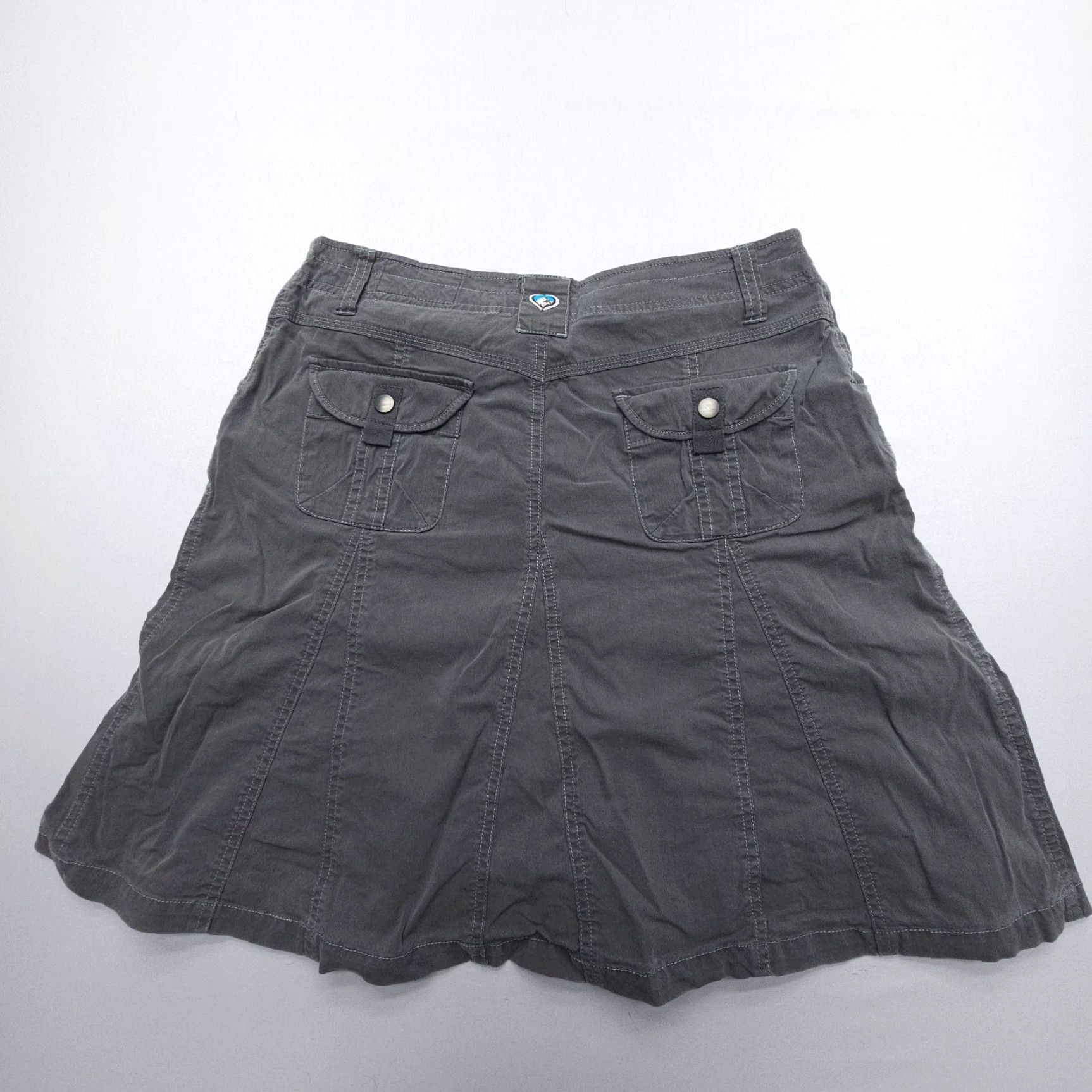 Vintage VINTAGE Kuhl Skirt Womens 4 A-Line Knee Length Gray Cotton Blend Canvas Stretch Pockets Button Logo - Mens? No gender specified. Size 27" / US 4 / IT 40 - 2 Thumbnail