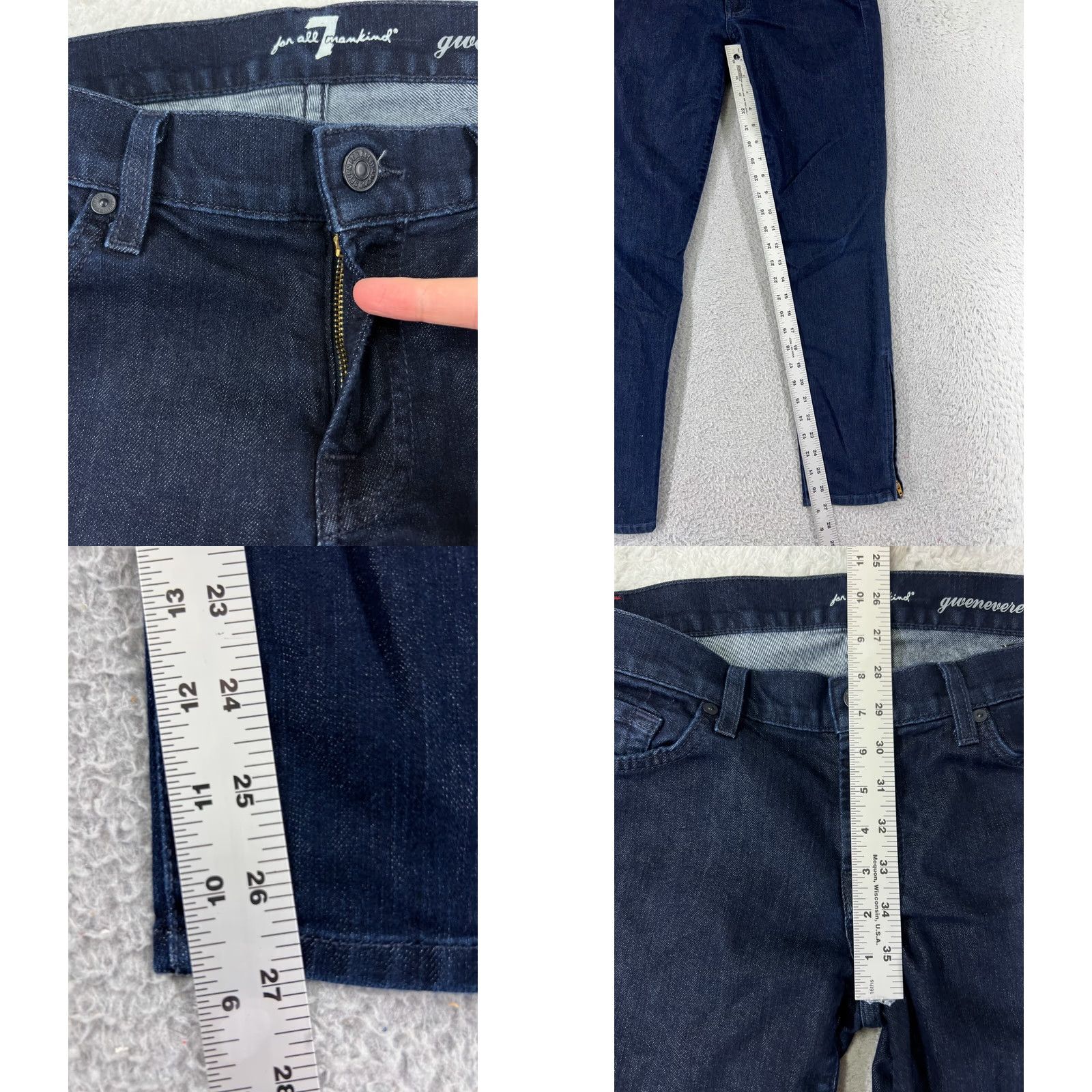 7 For All Mankind 7 For All Mankind Jeans Women 29 Blue Denim Dark Wash Skinny Zip Ankle Cotton Size 29" - 8 Thumbnail