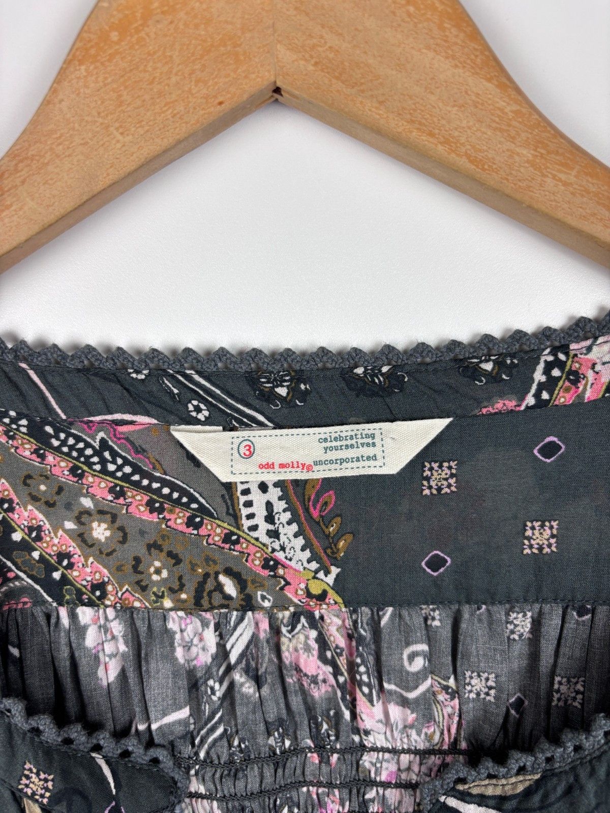 Odd Molly Odd Molly Floral Blouse Top Organic Cotton Gray Size 3 Size L / US 10 / IT 46 - 5 Thumbnail