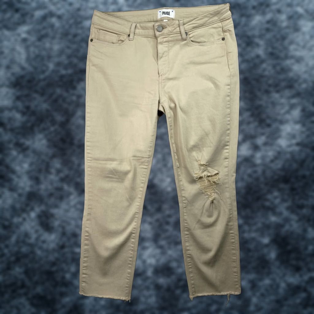 Paige Paige Jeans Women 32 Tan Kylie Crop Minimalist School Crop Jeans Medium Wash Beige 5-Pocket Design Mens? Wait. Size 24" / US 00 / IT 34 - 1 Thumbnail