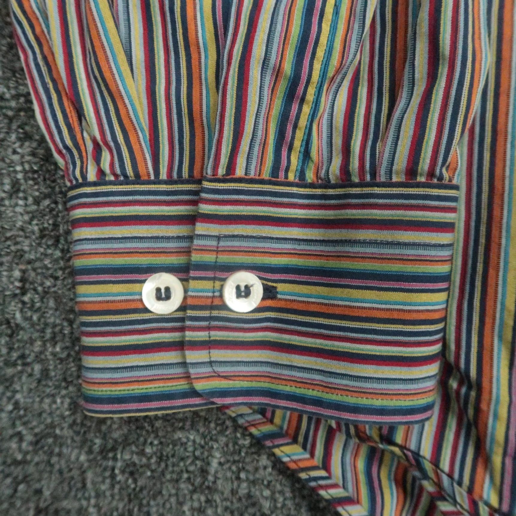 Brioni Brioni Shirt Mens 2XL Blue Orange Striped Long Sleeve Button-Down Italy Size US XXL / EU 58 / 5 - 5 Thumbnail