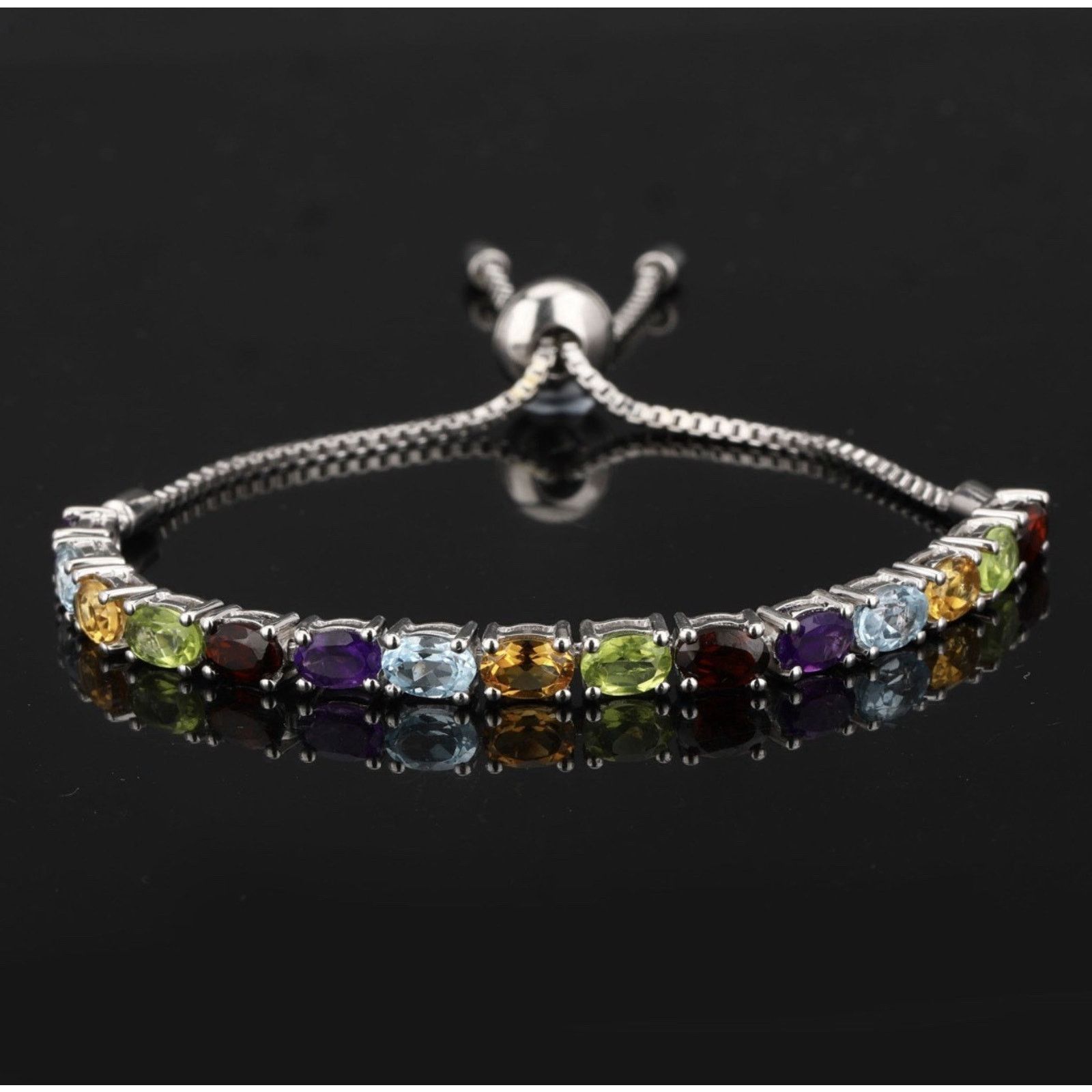 Other Semiprecious Multi-Stone Adjustable Tennis Bracelet Size ONE SIZE - 1 Thumbnail