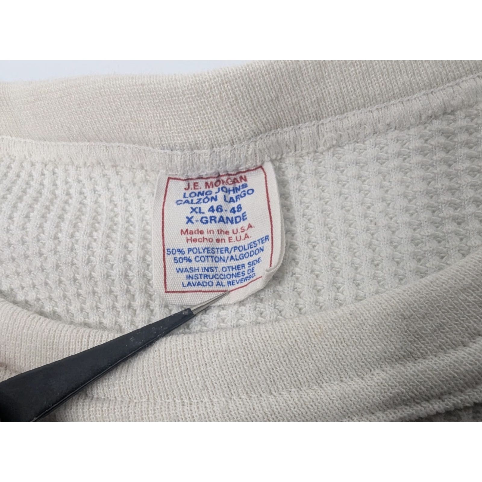 Vintage VINTAGE JE Morgan Long Johns Shirt Mens XL White Thermal Waffle Knit USA Made Size US XL / EU 56 / 4 - 6 Thumbnail