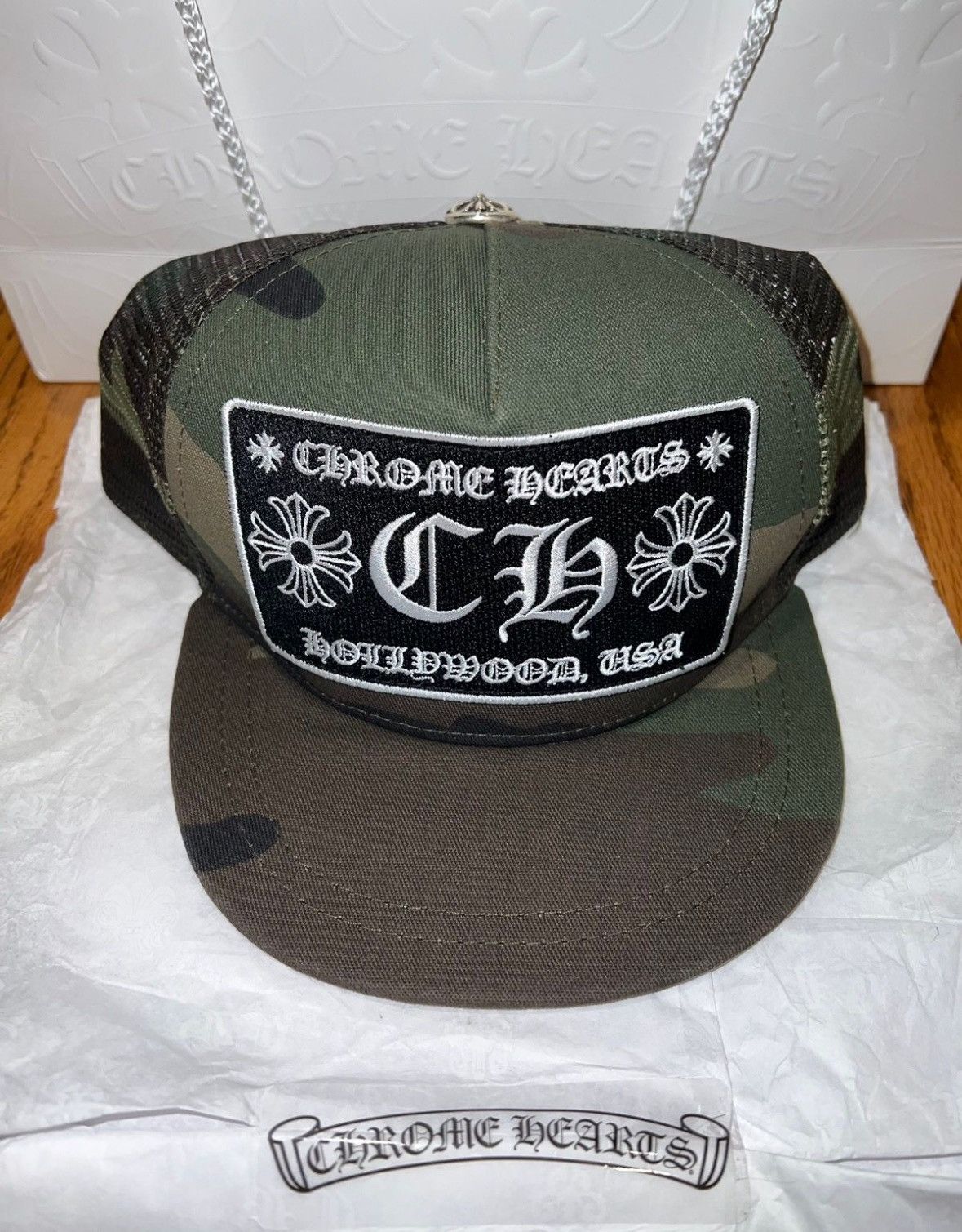 Chrome Hearts Chrome hearts camo trucker hat | Grailed