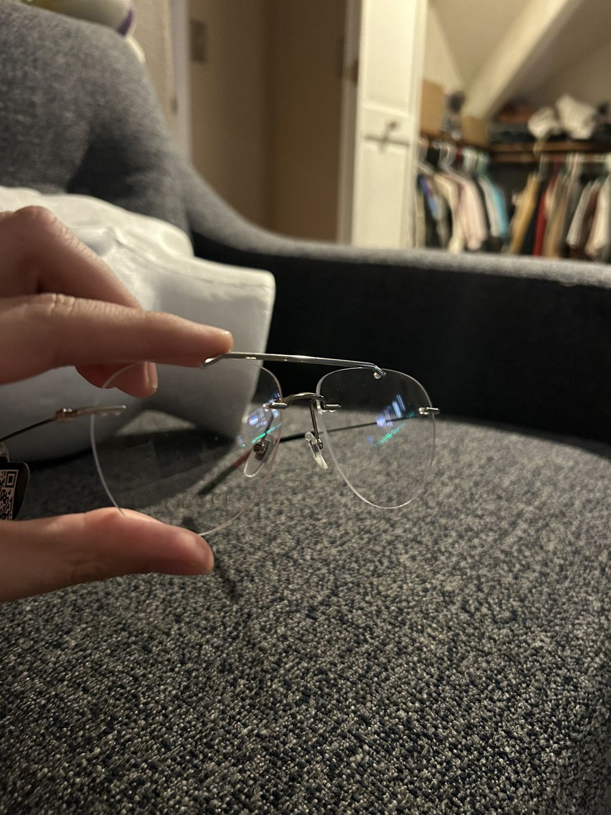 Gucci Gucci GG0398O 004 Gold Rimless Aviator Eyeglasses 58mm Size ONE SIZE - 4 Thumbnail