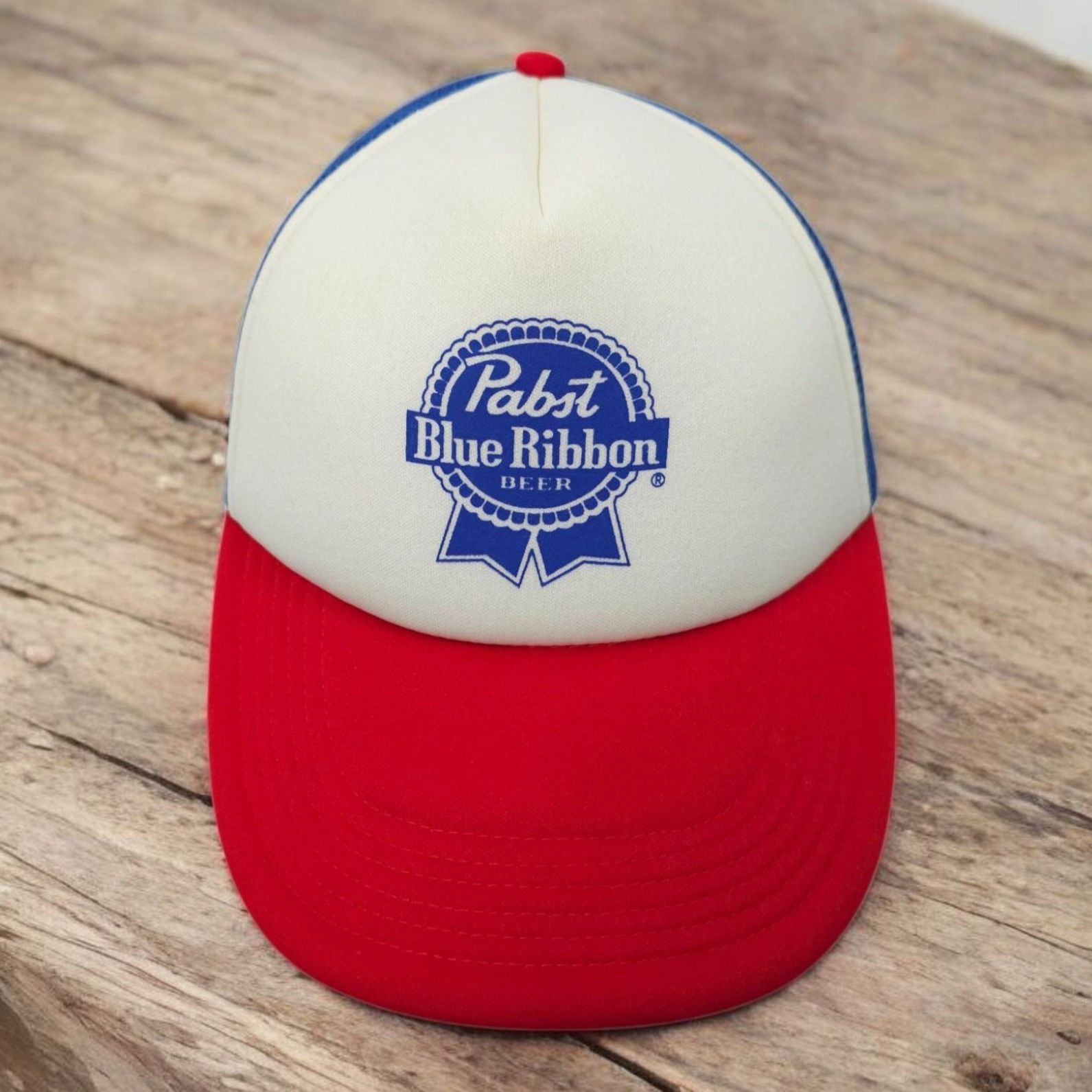 Pabst Blue Ribbon Pabst Blue Ribbon Beer Mesh Foam Snapback Cap Trucker Hat Size ONE SIZE - 1 Thumbnail