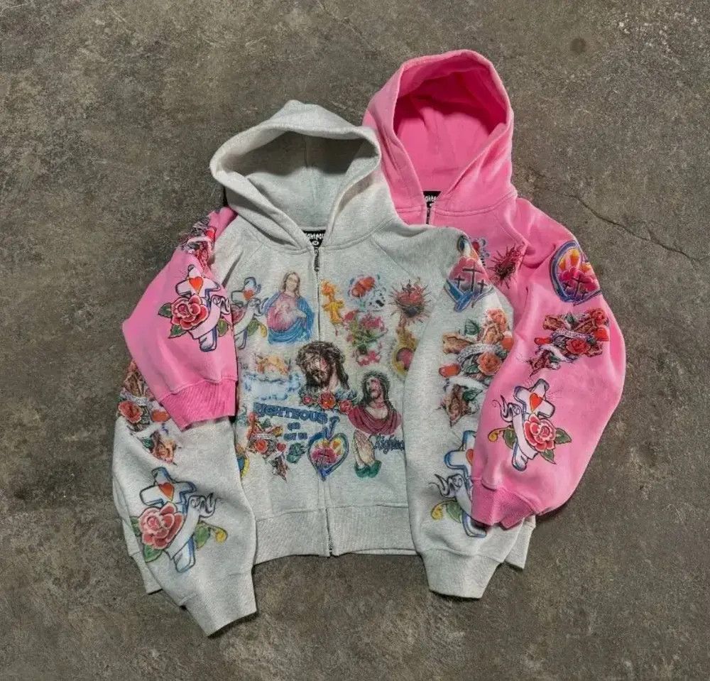 Japanese Brand × Vintage Casual y2k zipper loose hoodie for printed hip-hop pattern Size US XL / EU 56 / 4 - 6 Thumbnail