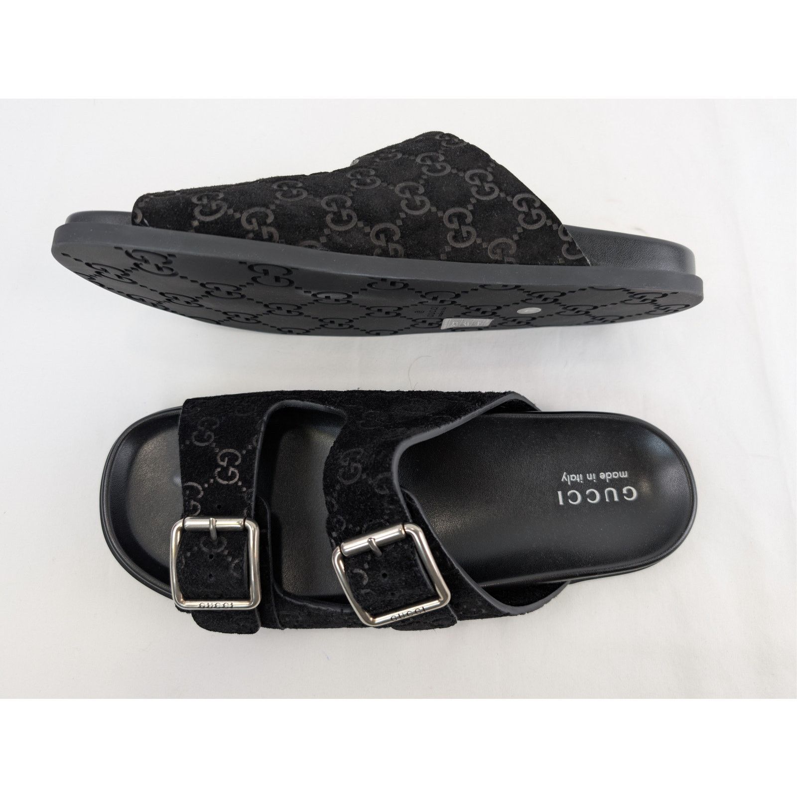 Gucci o1rshd1 GG Suede Slide Sandals in Black Size US 11.5 / EU 44-45 - 1 Thumbnail