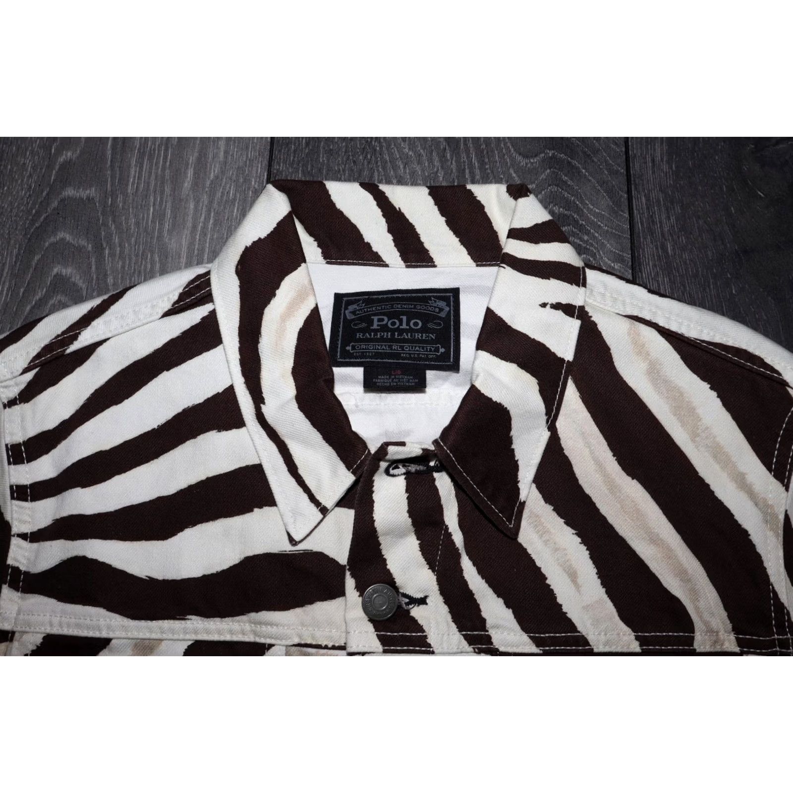 Ralph Lauren POLO RALPH LAUREN ZEBRA DENIM JACKET WOMENS LARGE Size L / US 10 / IT 46 - 2 Thumbnail