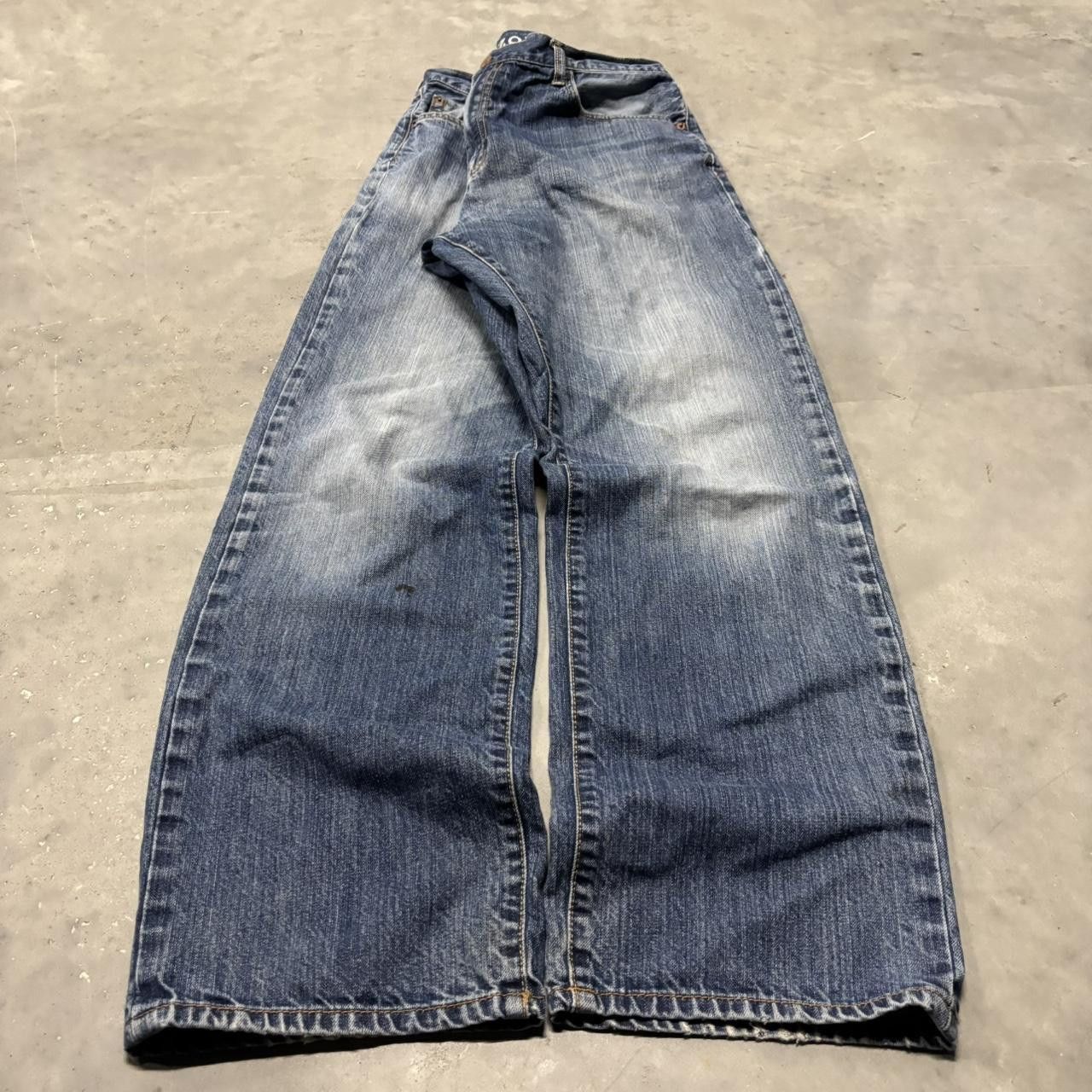Japanese Brand × Vintage Crazy Vintage Y2K/2000s Grunge Faded Dark Wash Denim Jeans! Size US 36 / EU 52 - 3 Thumbnail