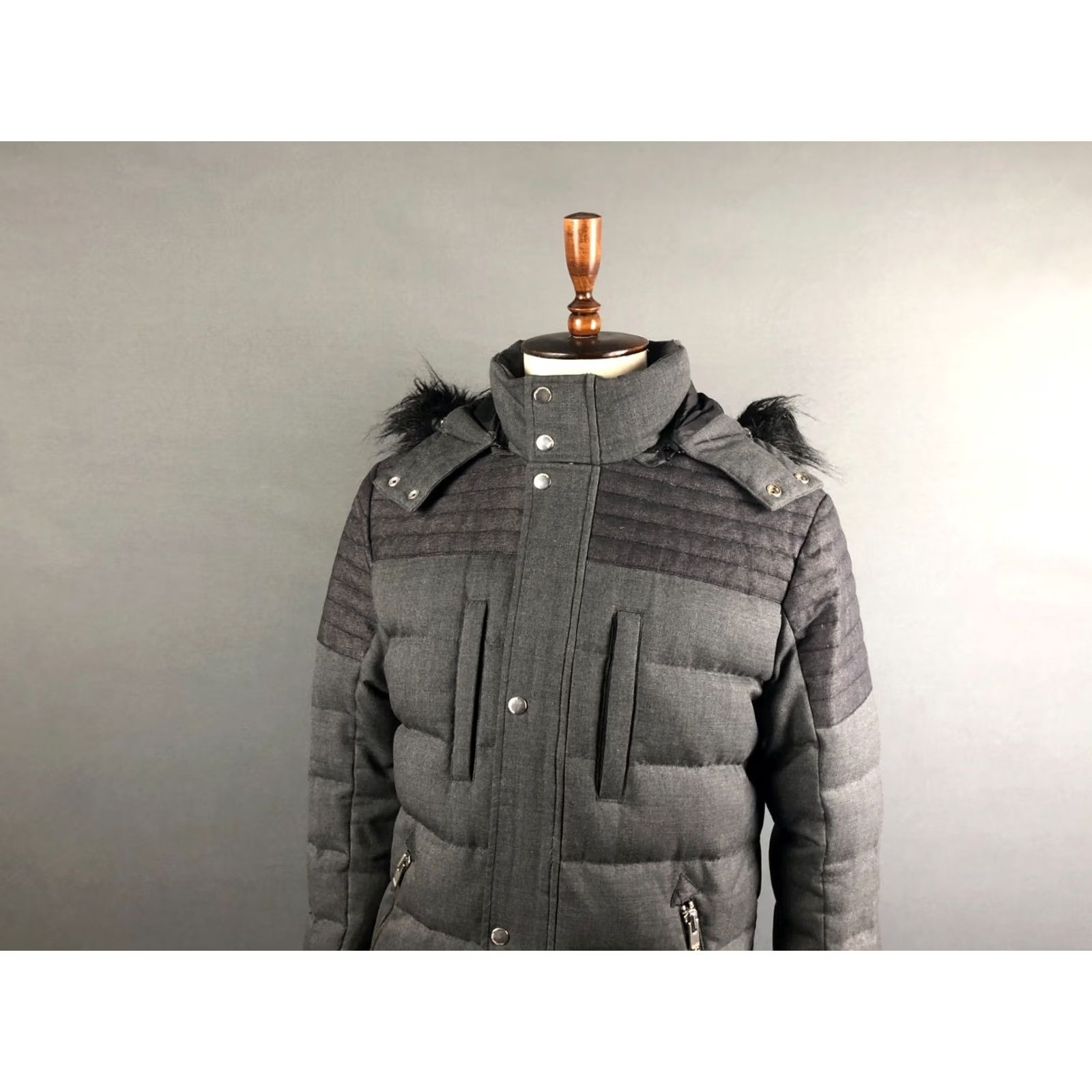 The Kooples The Kooples Sport Jacket Mens Full Zip Quilted Down Wool Hooded M Gray Size US M / EU 48-50 / 2 - 6 Thumbnail