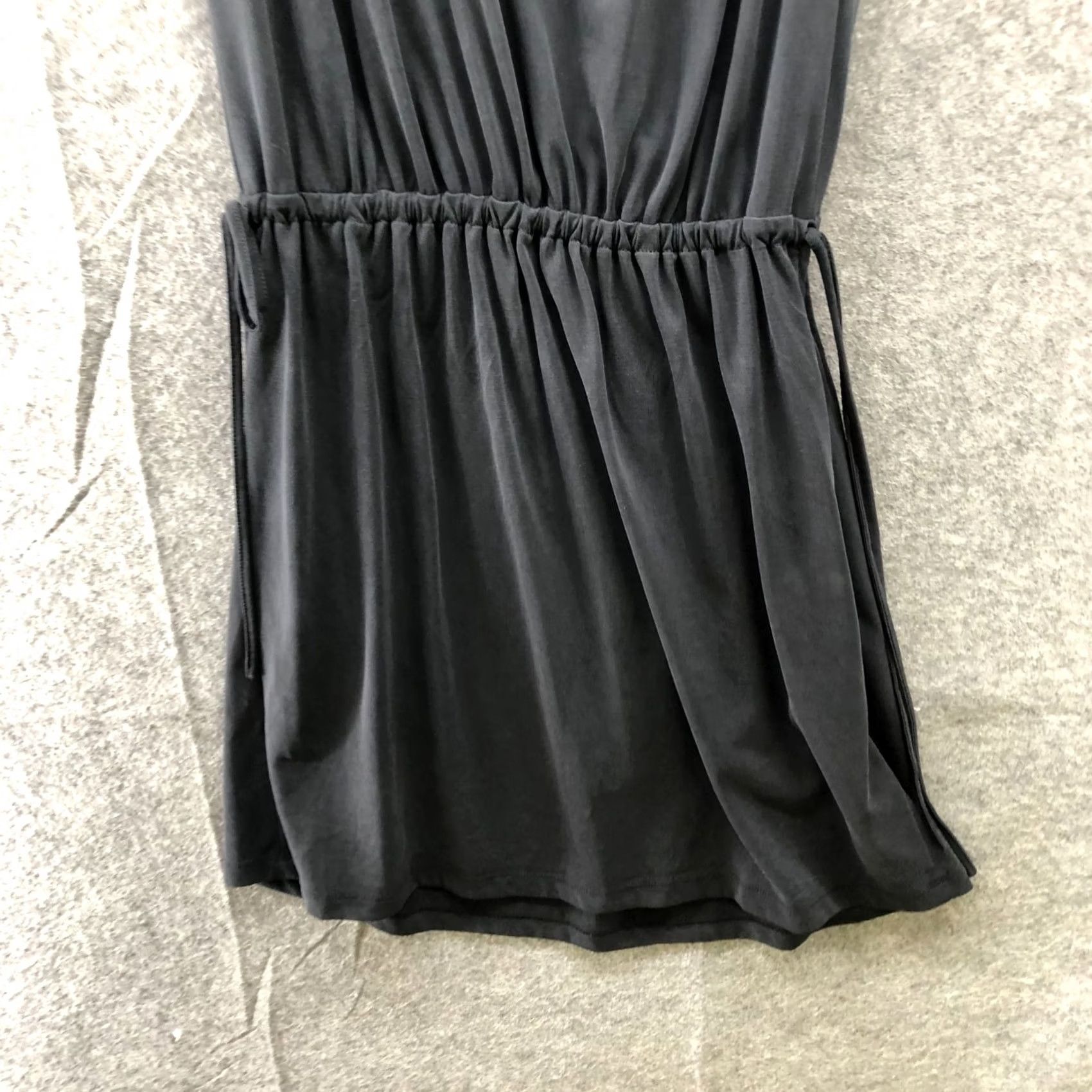 Club Monaco Club Monaco Black Sleeveless Mini Dress Womens S Split Neck A-Line Modal Blend Size S / US 4 / IT 40 - 4 Thumbnail