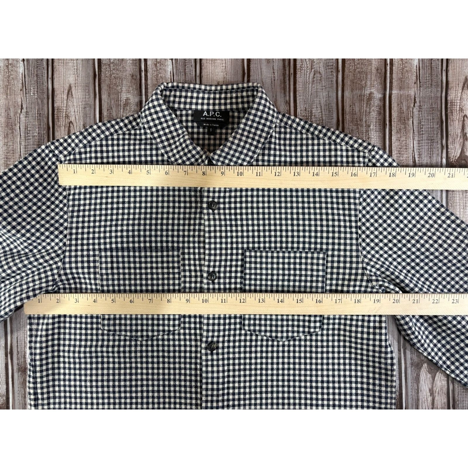 A.P.C. A.P.C. Rue Madame Paris Gingham Cotton Linen Blend overShirt Size US S / EU 44-46 / 1 - 5 Thumbnail