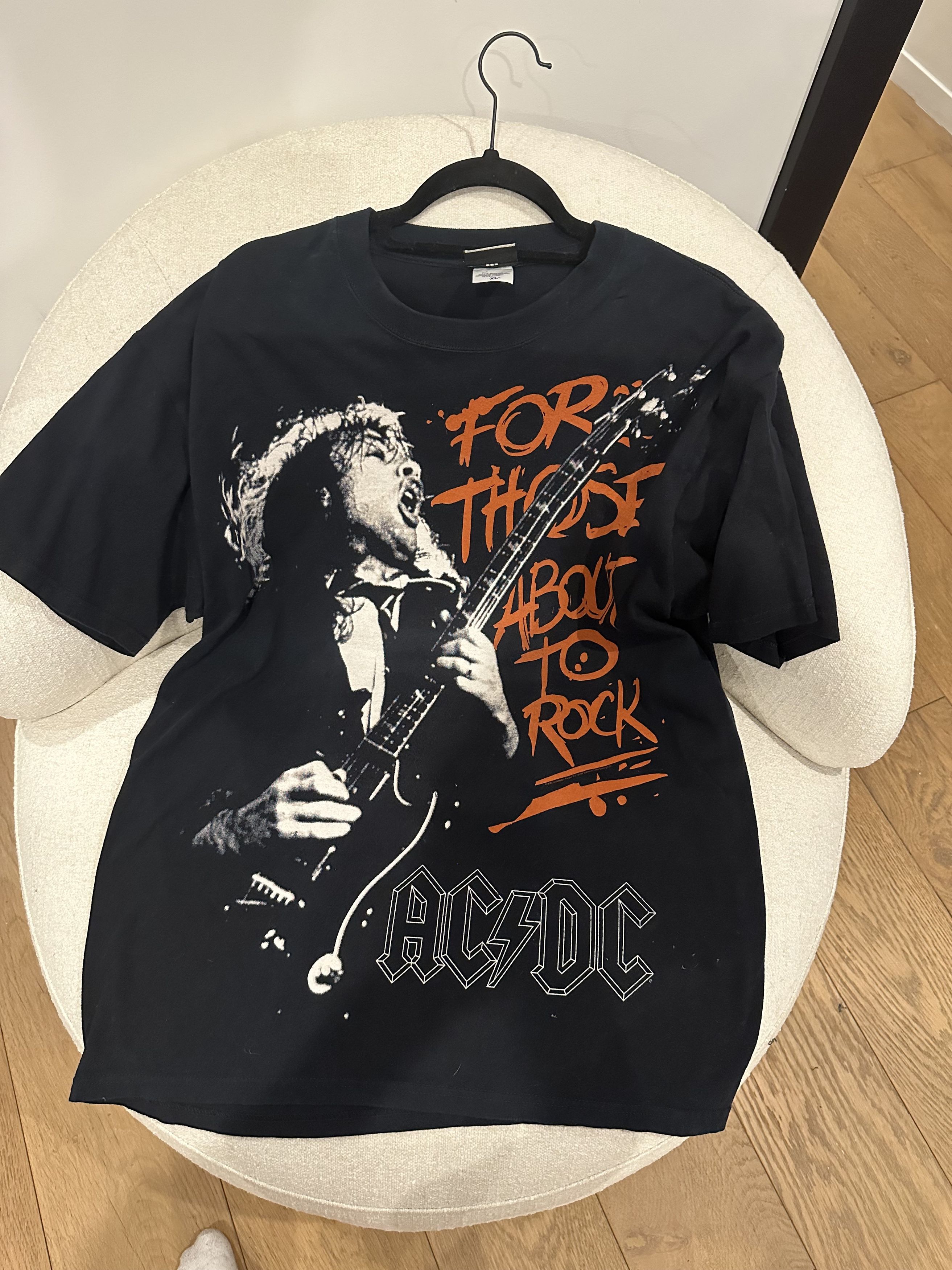 Image of Vintage Acdc For Those About To Rock Liquid Blue Shirt in Black, Men's (Size XL)