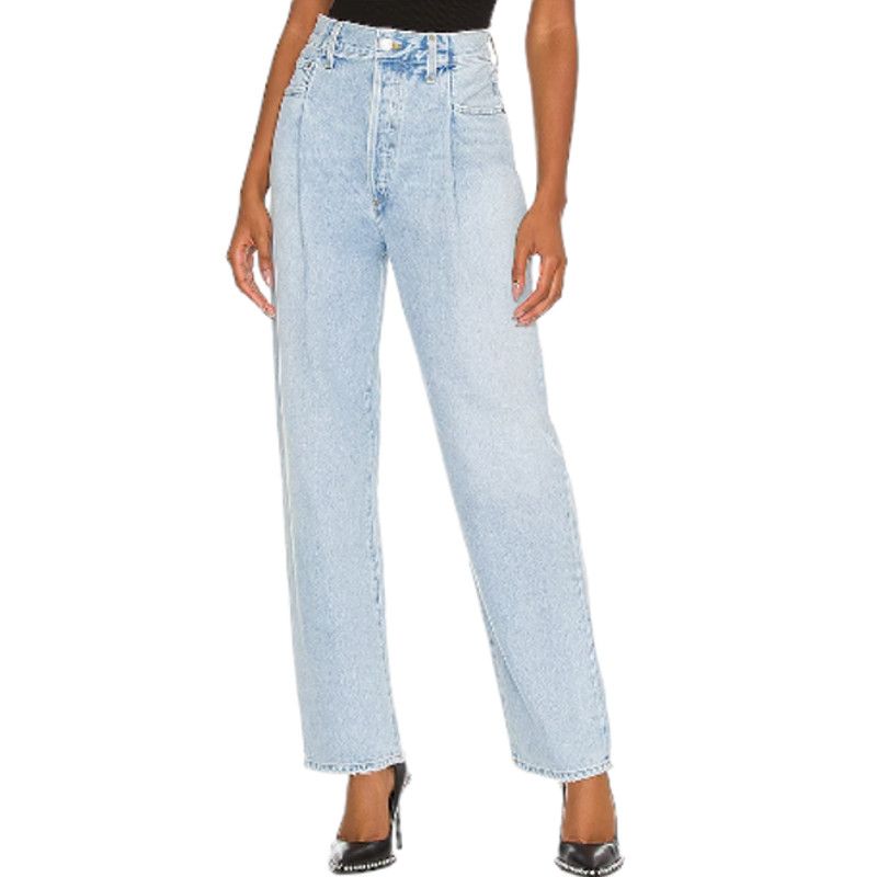 image of Agolde High Rise Fold Waistband Blue Jeans | Size 26, Women's