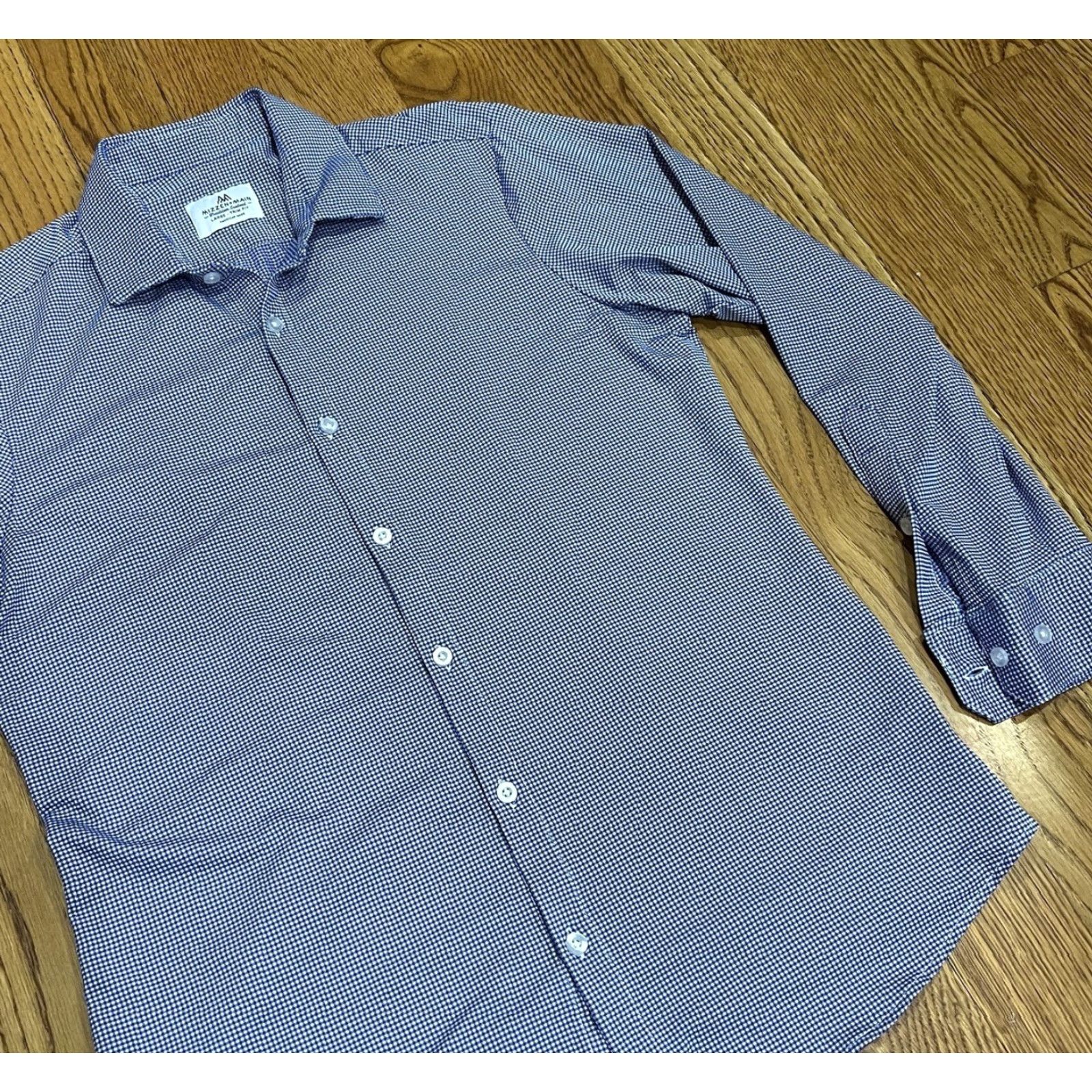Mizzen+Main Mizzen+Main Men's Shirt Large Slim Button-Up Blue Gingham Check Casual Formal Business Shirt Size US L / EU 52-54 / 3 - 7 Thumbnail