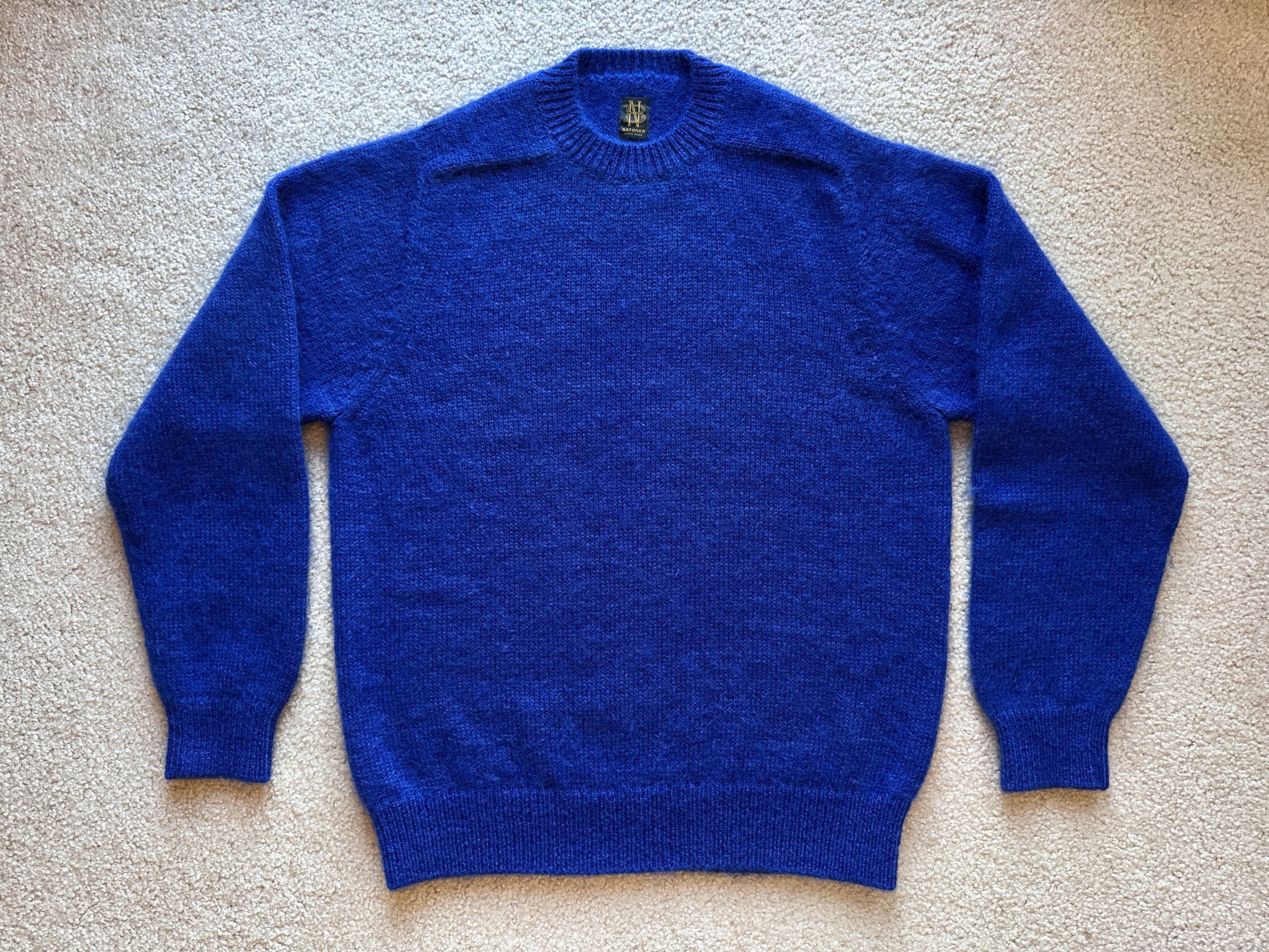 Batoner Batoner Pure 100% Mohair Blue Crewneck Wool Sweater Size US L / EU 52-54 / 3 - 1 Thumbnail