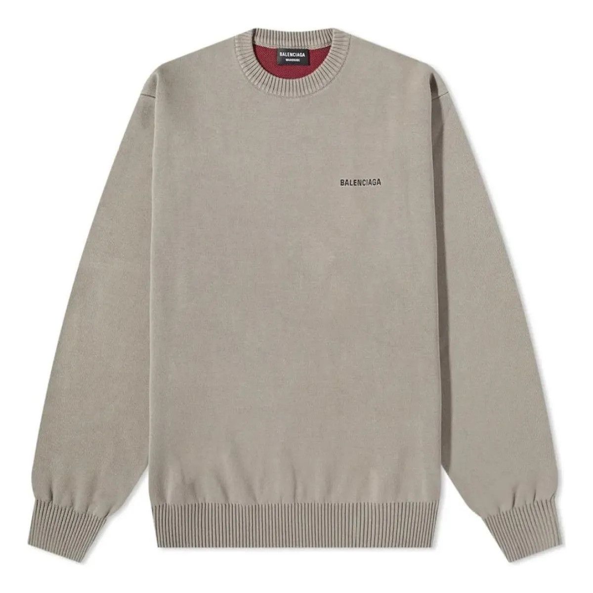 o1mle0724 Embroidered Logo Crewneck Sweatshirts in Khaki