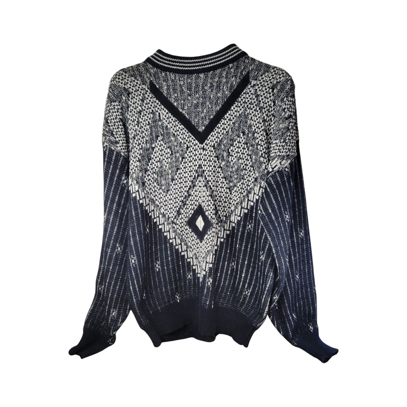 McGregor McGREGOR Monochrome Knit Geometric Long Sleeve Sweater Large Size US L / EU 52-54 / 3 - 1 Thumbnail