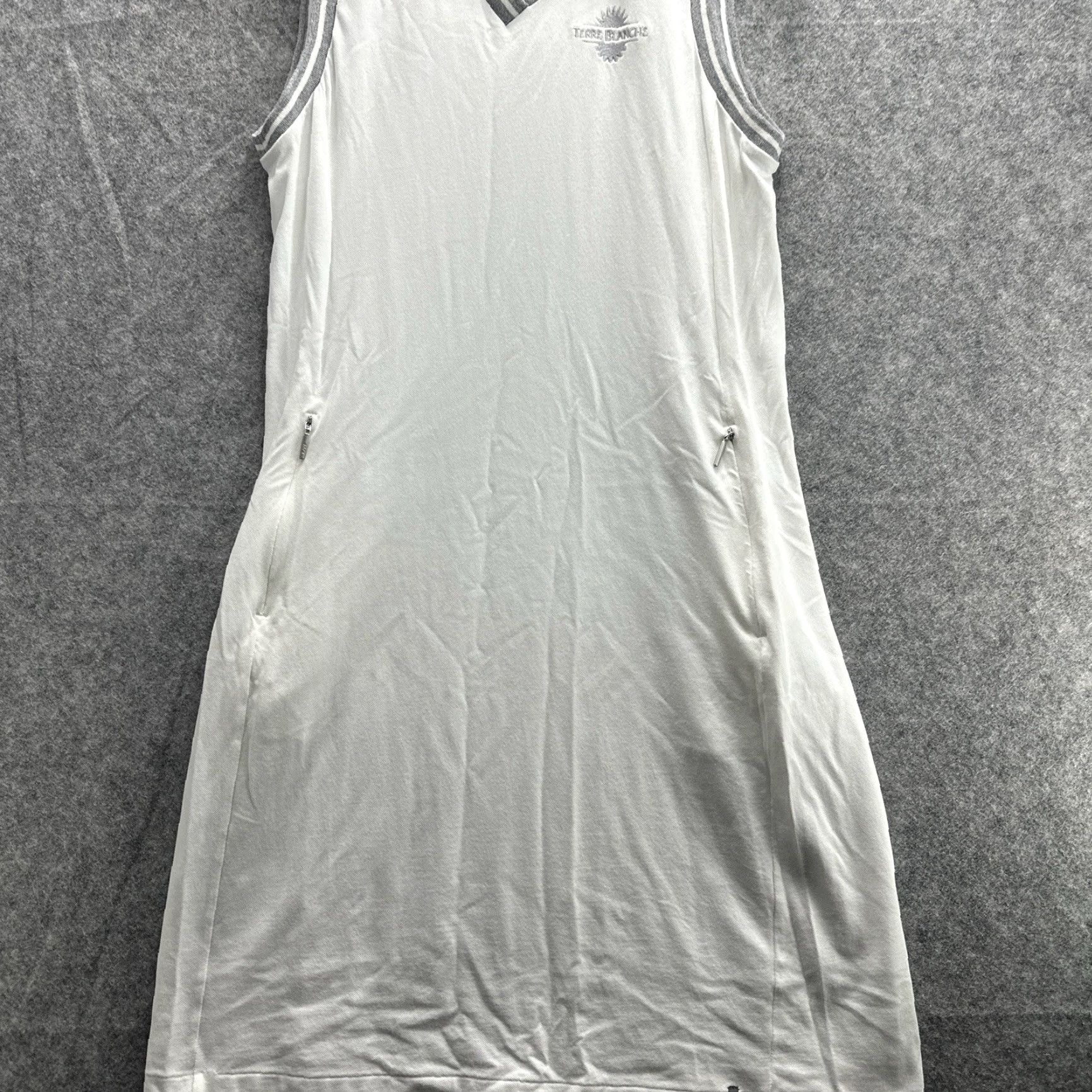 KJUS Kjus Mini Dress M White Sleeveless Sport Fit V-Neck Solid Golf Tennis Pickleball 90s Womens Size M / US 6-8 / IT 42-44 - 4 Thumbnail