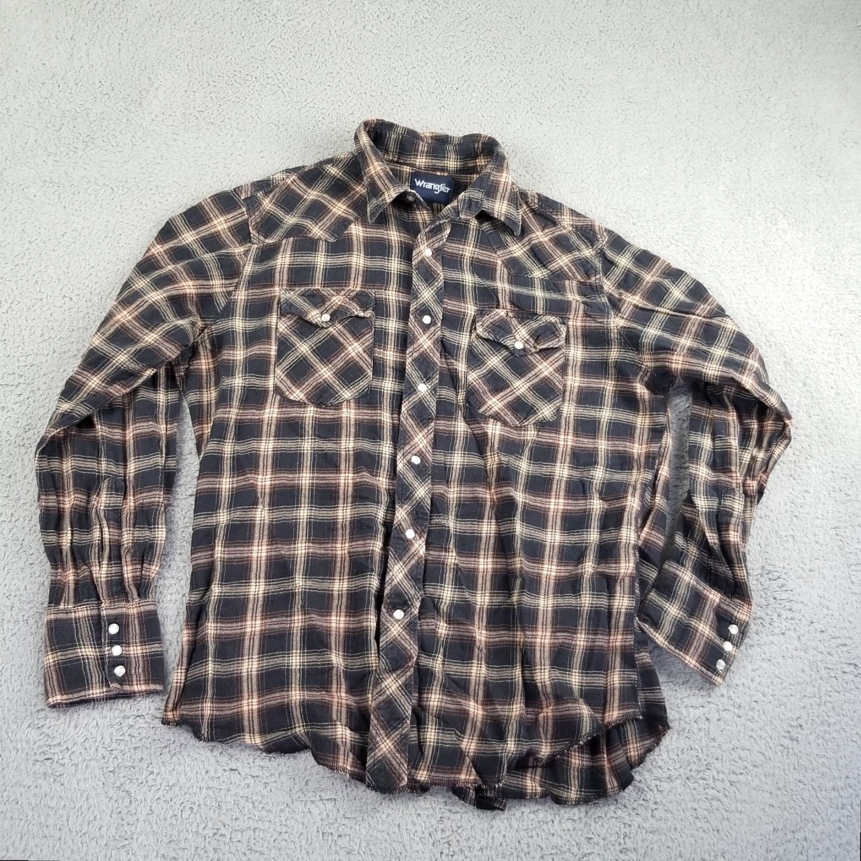 Wrangler VINTAGE Wrangler Flannel Shirt Large Western Wear Cotton Plaid Pearl Snap Cowboy Men Size US L / EU 52-54 / 3 - 2 Thumbnail