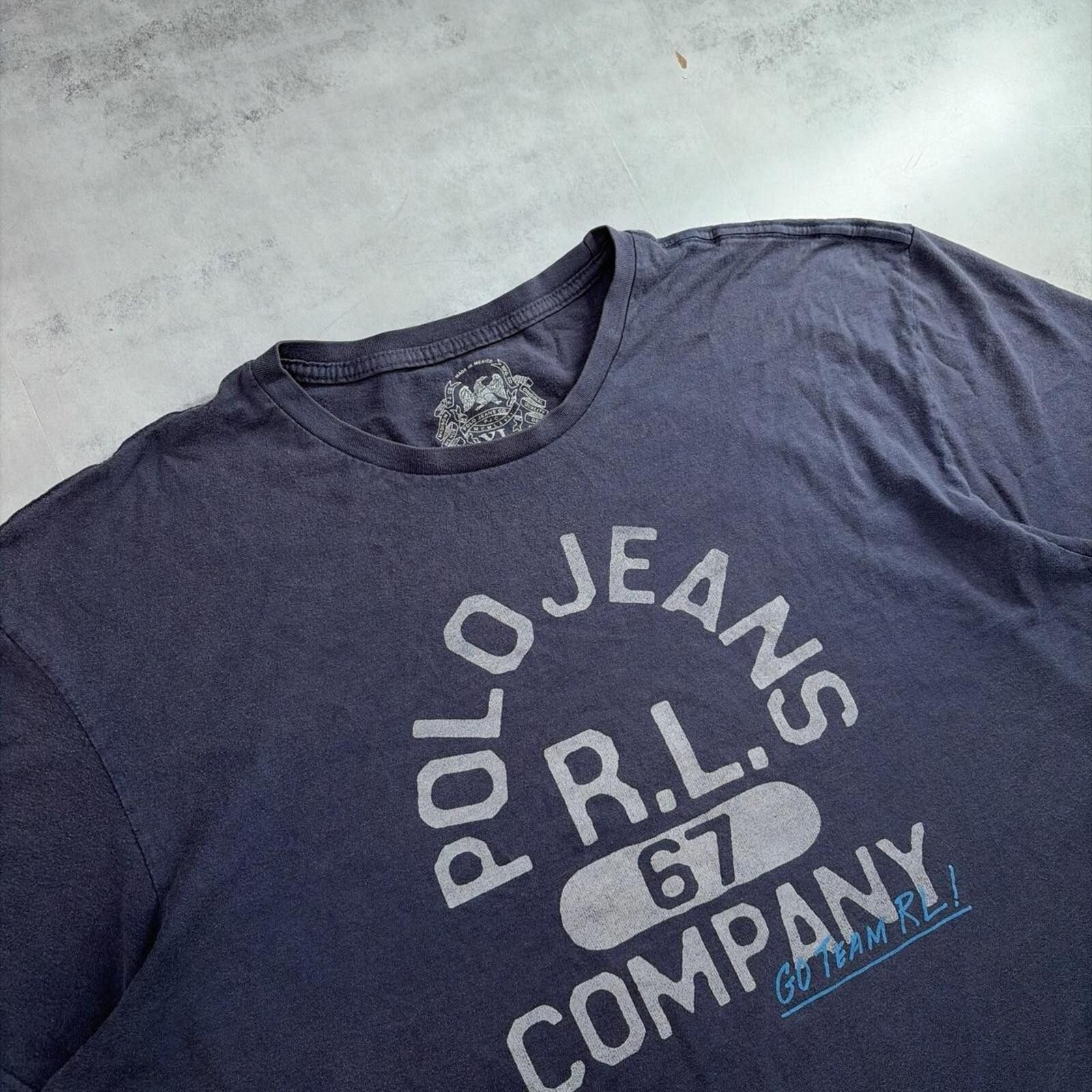 Polo Ralph Lauren Y2K Navy Polo Jeans Company Grunge Gothic T-Shirt Size US XL / EU 56 / 4 - 5 Thumbnail