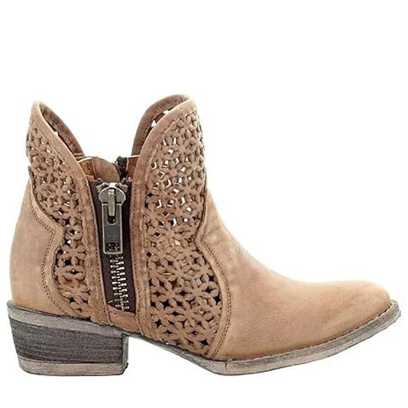 Corral Circle G Q5020 Camel Leather Cutout Shortie Boho Distressed Size US 8.5 / IT 38.5 - 2 Thumbnail