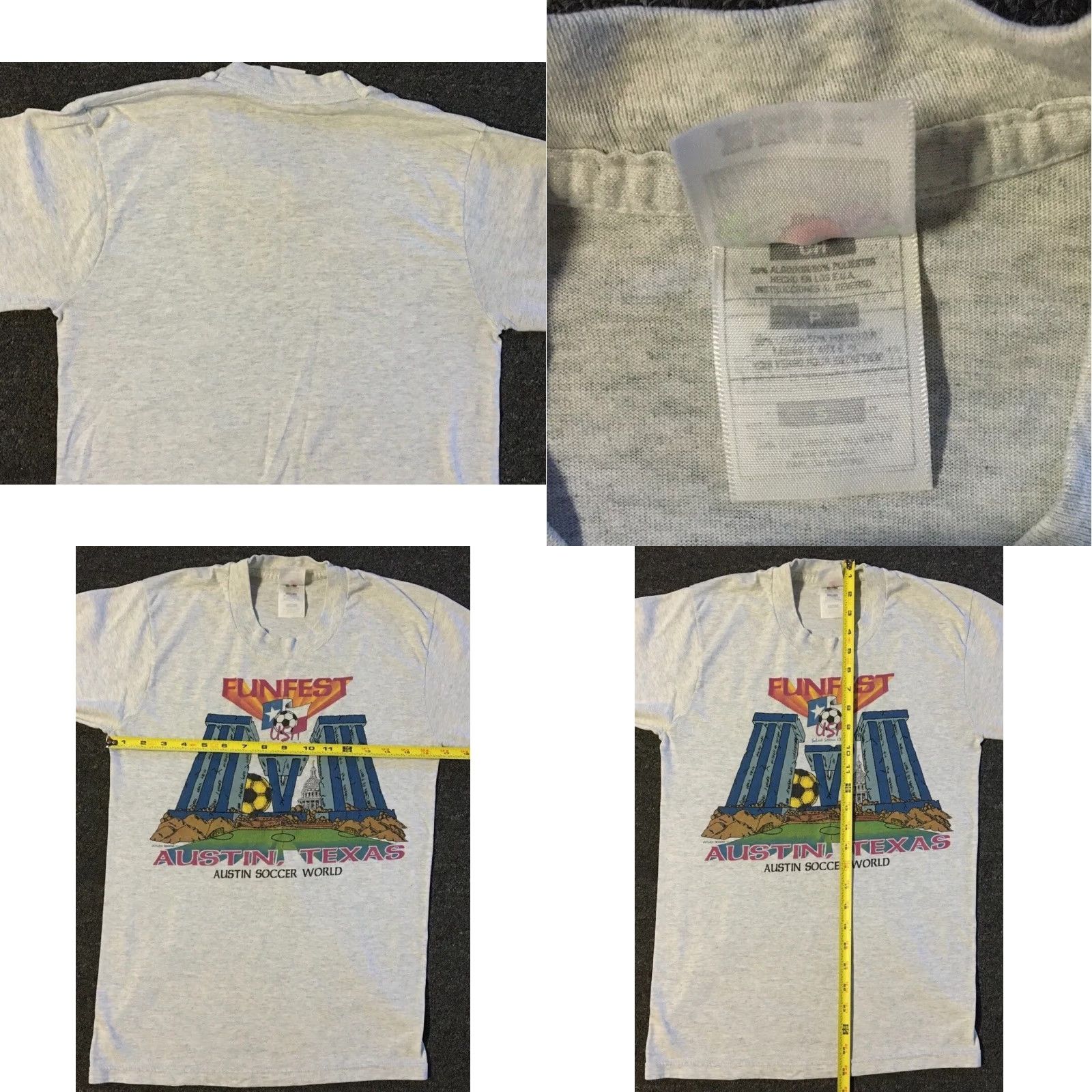 Vintage VINTAGE 90s Austin Soccer World Faded Distress Shirt S USA Gray Men T-Shirt Long Sleeve Small Size US S / EU 44-46 / 1 - 9 Thumbnail